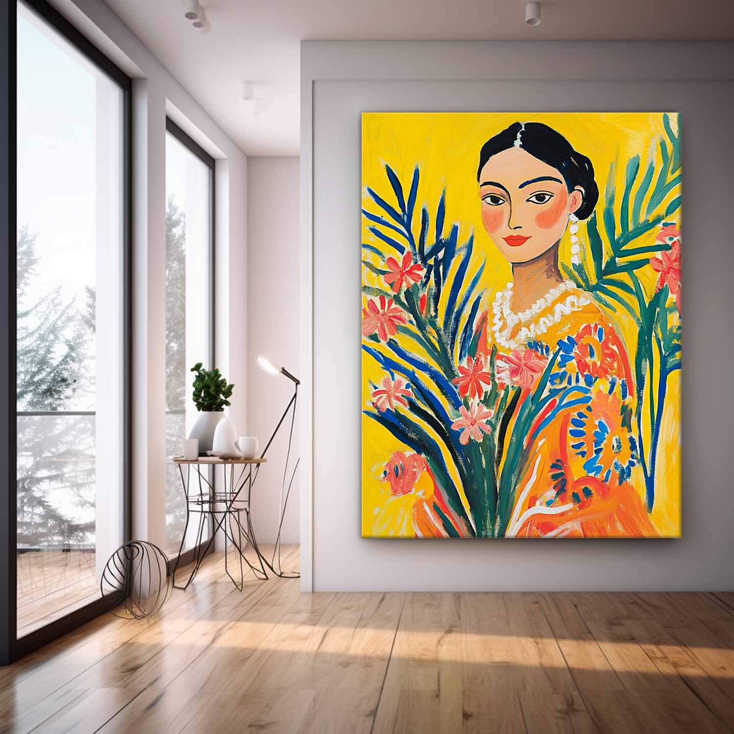 Gorgeous Original Modern Wall Art Portrait Of A Young Woman Artwork Girl In A Romantic Vintage Style