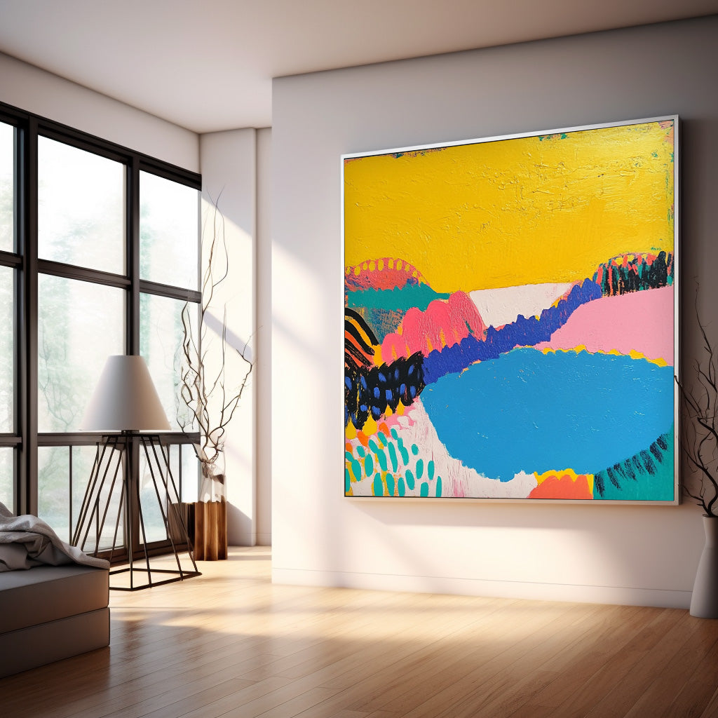 Square Contemporary Art Texture Acrylic painting Original Landscape Painting Abstract Graffiti Wall Art