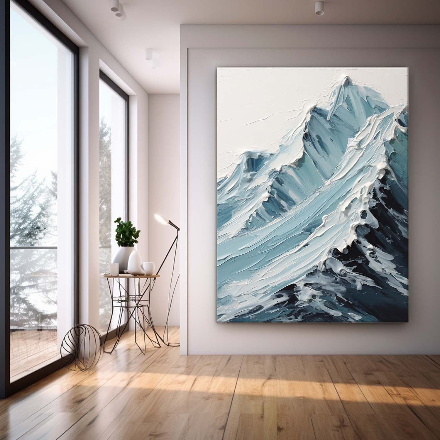 Large Texture Landscape Oil Painting On Canvas Abstract Snow Mountain Scenery Wall Art Acrylic Painting Home Decor