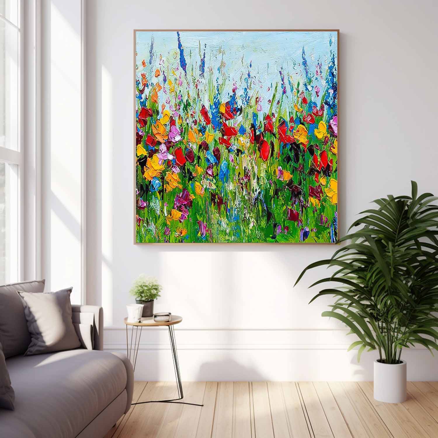 Colorful Original Flower Wall Art Large Textured Floral Acrylic Painting Modern Floral Oil Painting On Canvas For Living Room