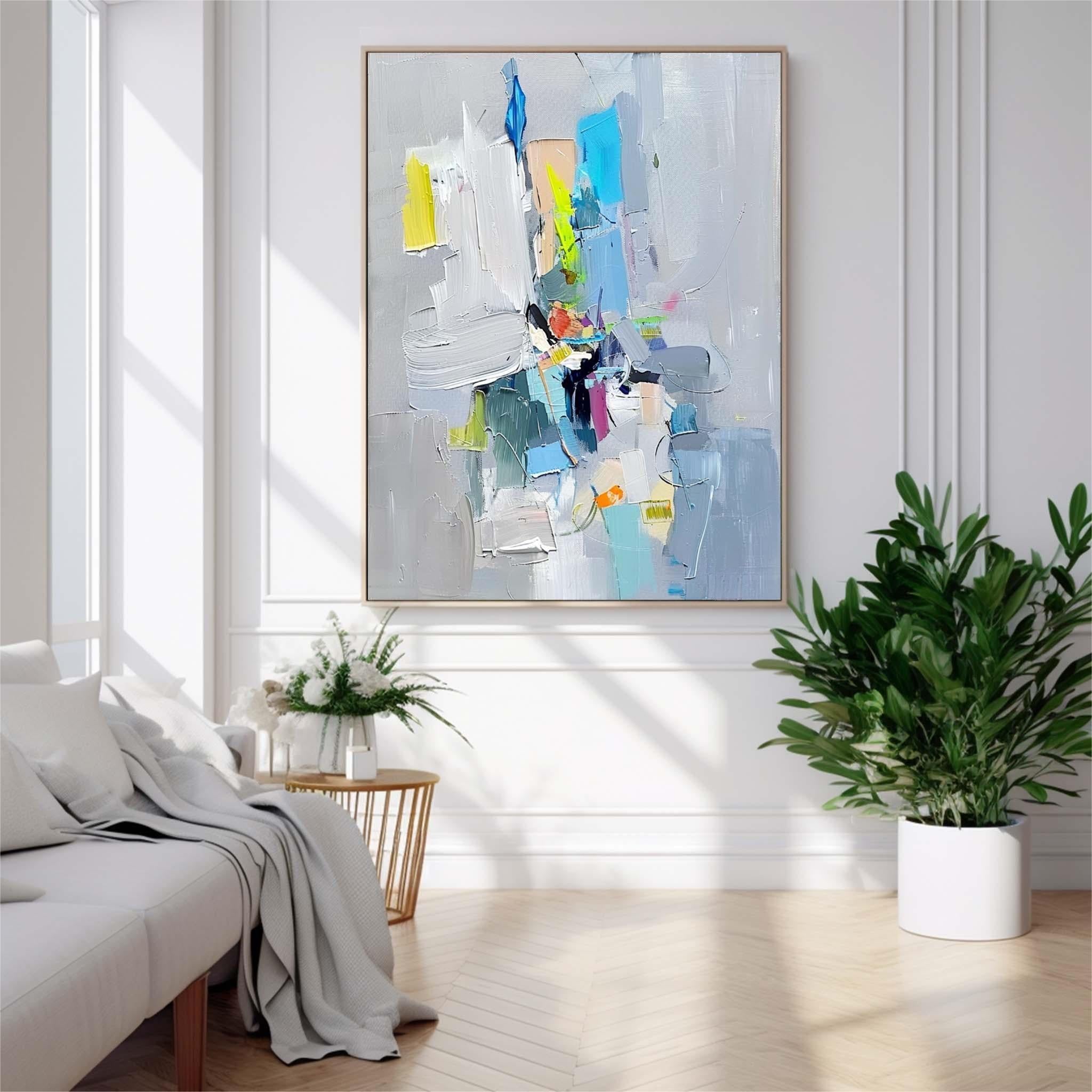 Gray And Blue Contemporary Abstract Art For Sale Large Texture Artwork Original Canvas Painting Home Decor