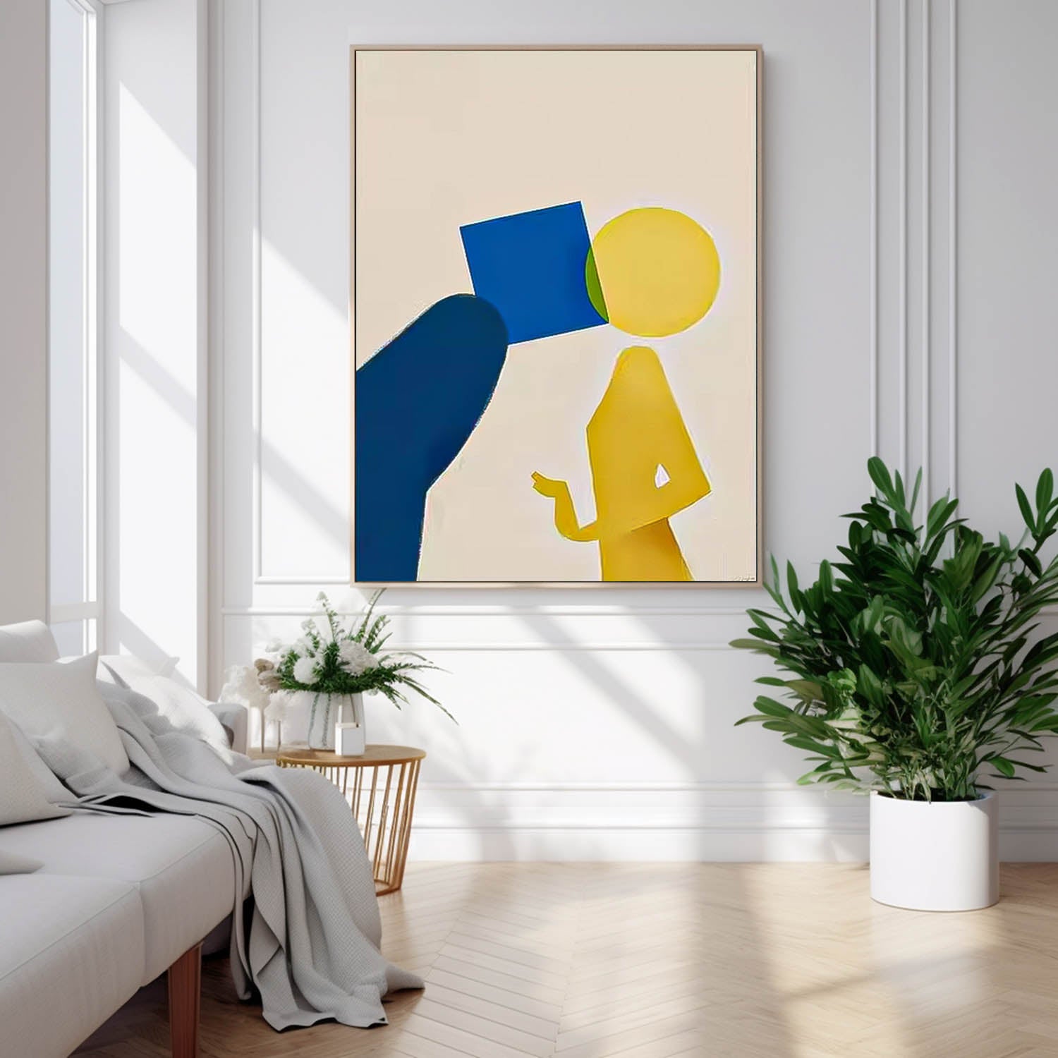 Original Hand-Painted Artwork Large Cute Little Guy Wall Art Minimalist Abstract Canvas Oil Painting
