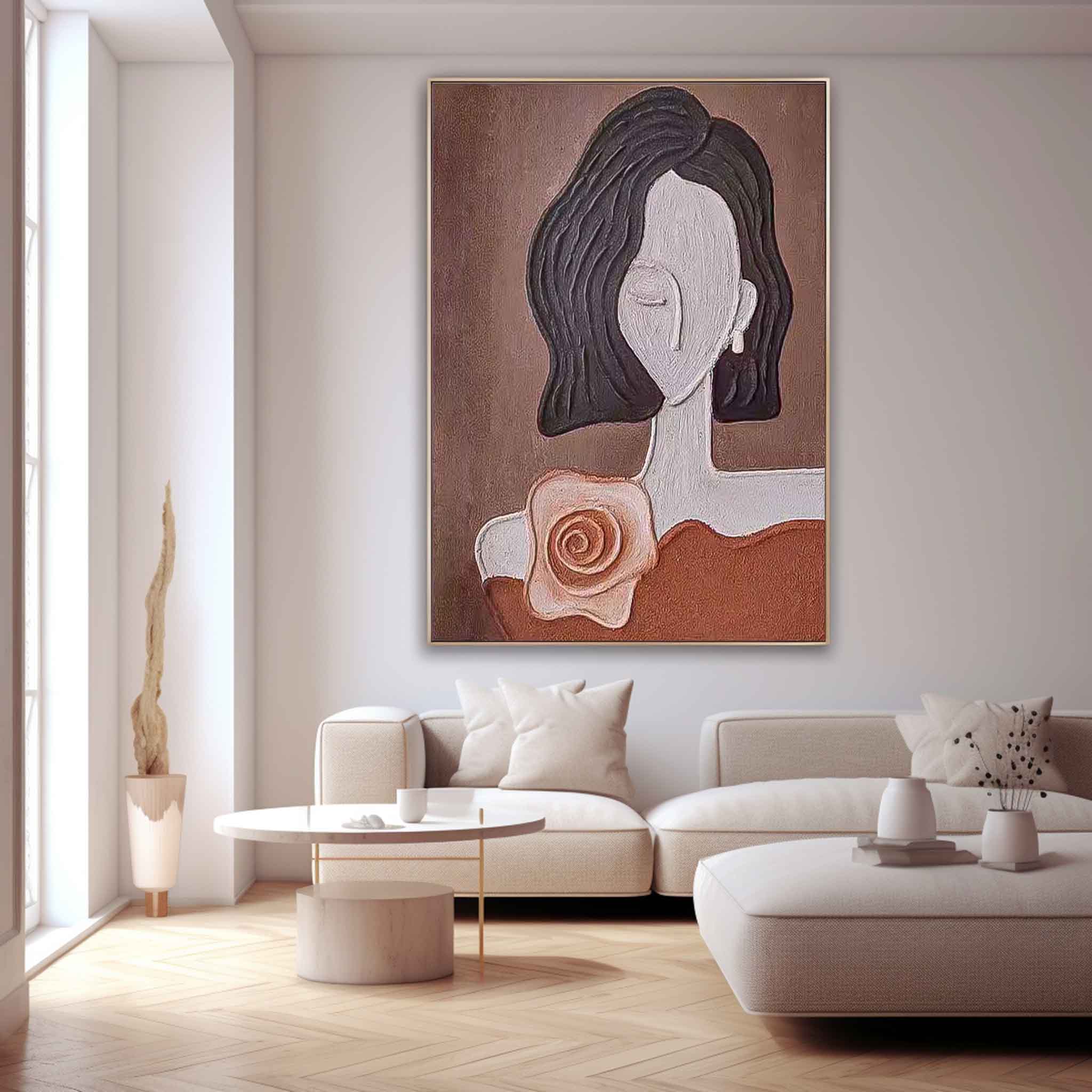 Abstract Character Image oil Painting On Canvas Original Short Hair Girl Wall Art Minimalist Modern Impressionism Art