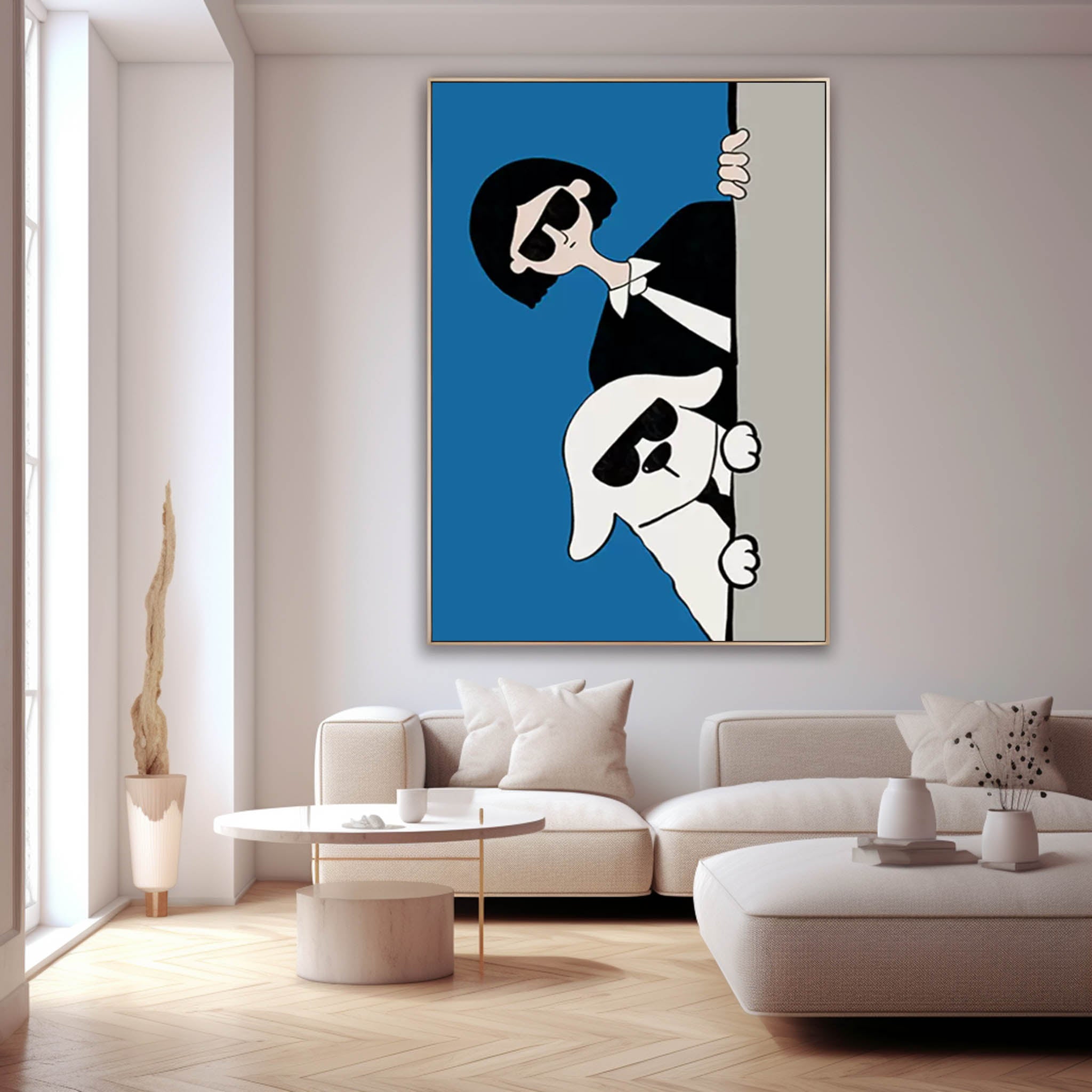 Blue Modern Figure Wall Art Large Original Realistic Abstract Oil Painting On Canvas For Living Room