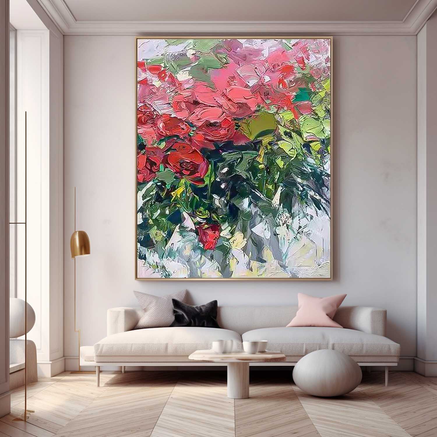 Contemporary Red Rose Wall Art Abstract Acrylic Painting On Canvas Large Rose Artwork On Sale