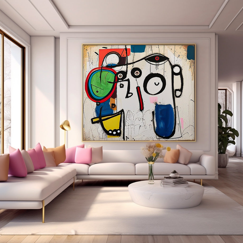 Original Minimalist Cute Graffiti Abstract Artwork Large Color Wall Art Abstract Oil Painting Home Decor