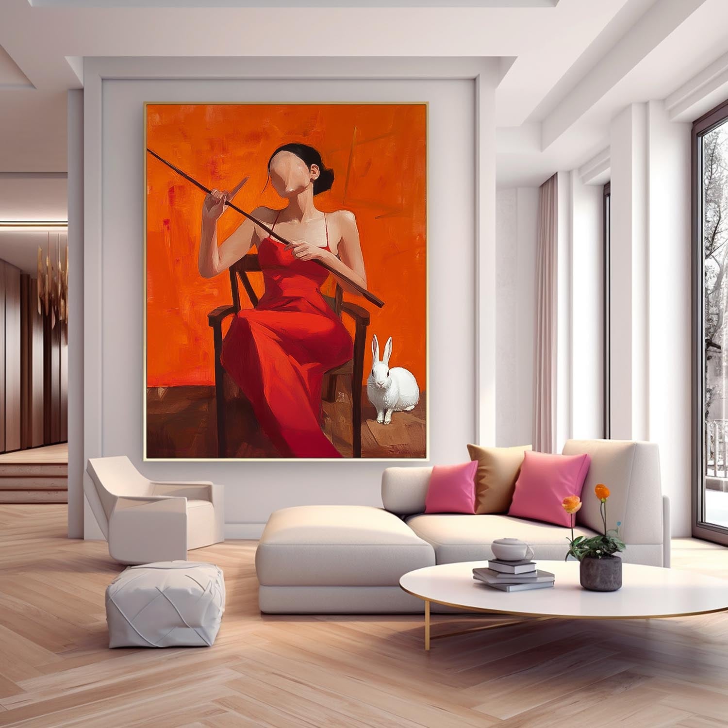 Abstract Profile Oil Painting On Canvas Vibrant Color Original Texture Girl Wall Art Portrait Modern Artwork