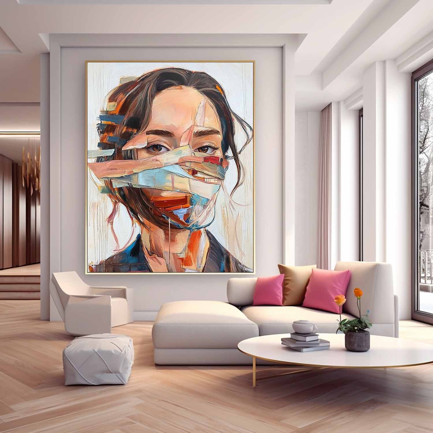 Coloful Lady Contemporary Artwork Abstract Woman Oil Painting On Canvas Original Texture Girl Wall Art