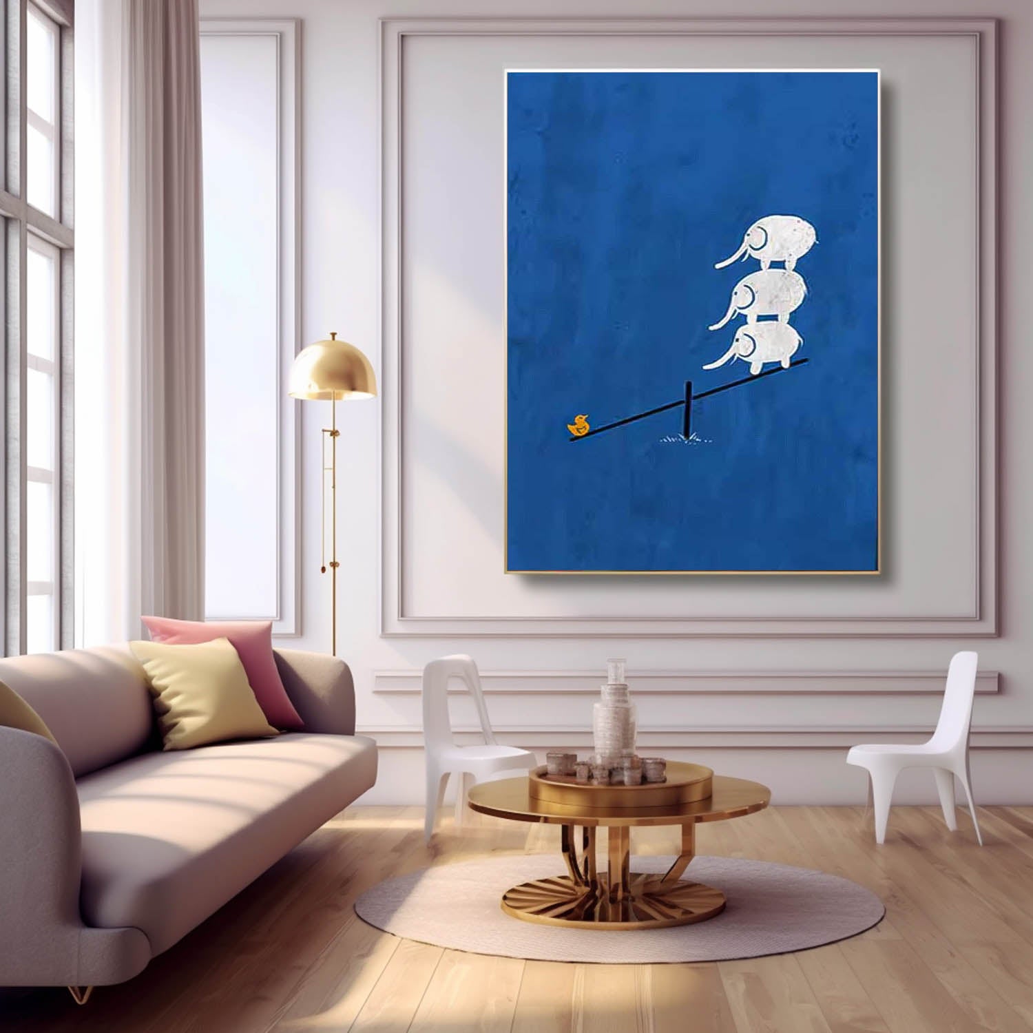Large Wall Art Texture Minimalist Alistelephant Scale Canvas Oil Painting Abstract Original Blue Artwork