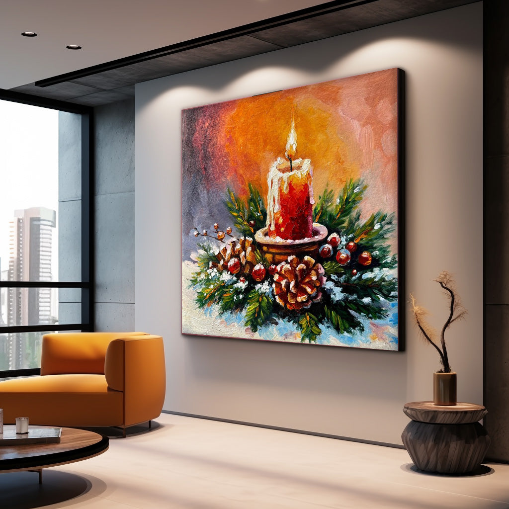 Square Large Acorn Candle Texture Abstract Wall Art Modern Abstract Oil Painting Christmas Decorations