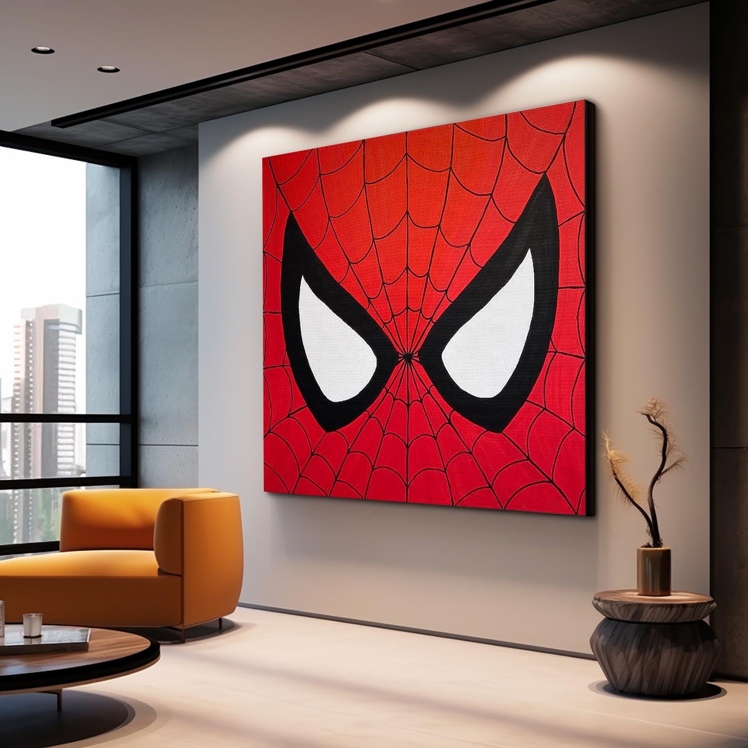 Minimalist Spider-Man Canvas Acrylic Painting Large Marvel Comics Characters Painting Original Wall Art