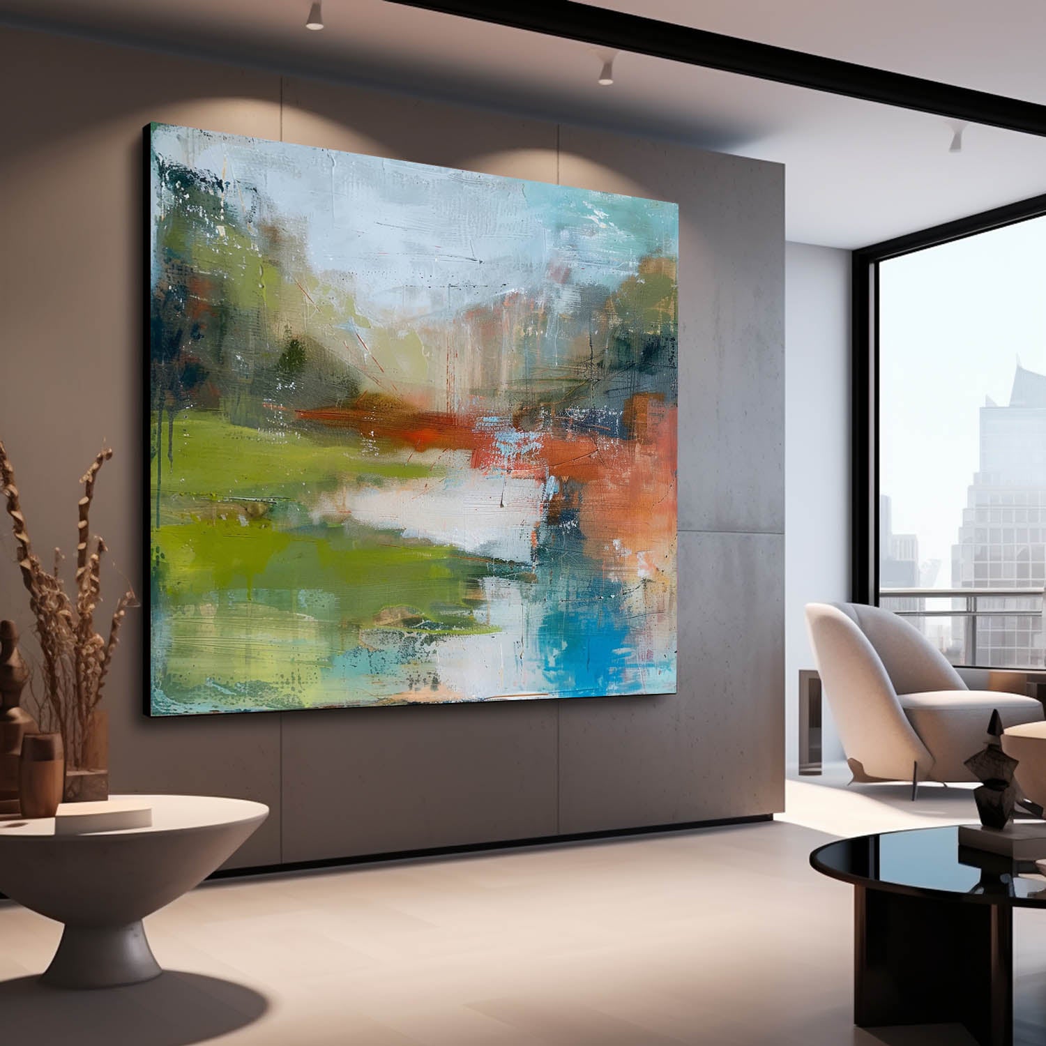 Large Abstract Oil Painting Canvas Modern Scenery Nature Art Original Retro Landscape Wall Art Home Decor