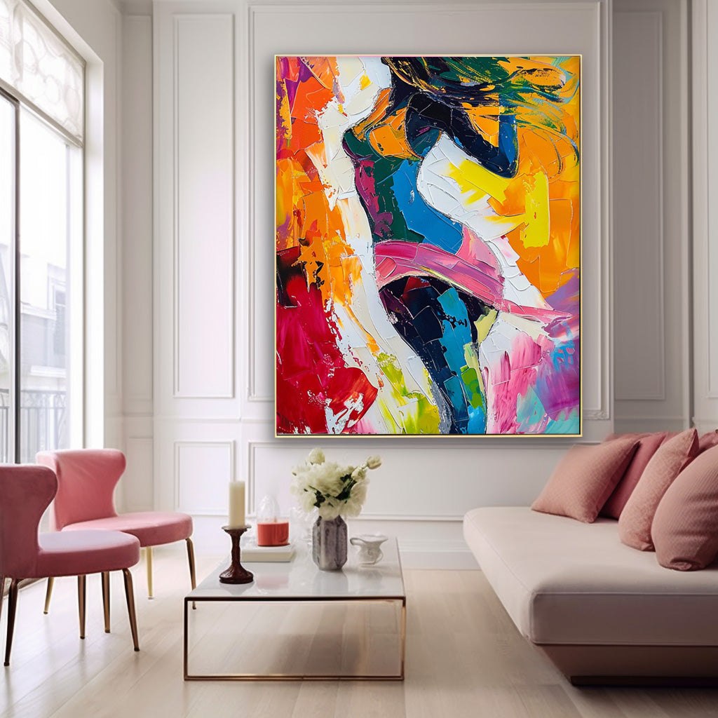 Original Texture Sexy Girl Wall Art Abstract Colorful Body Oil Painting On Canvas Modern Artwork