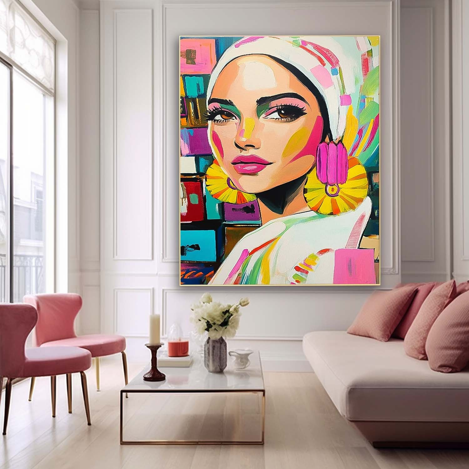 Bright Colors Original Texture Girl Wall Art Abstract Frail Oil Painting On Canvas Lady Modern Artwork