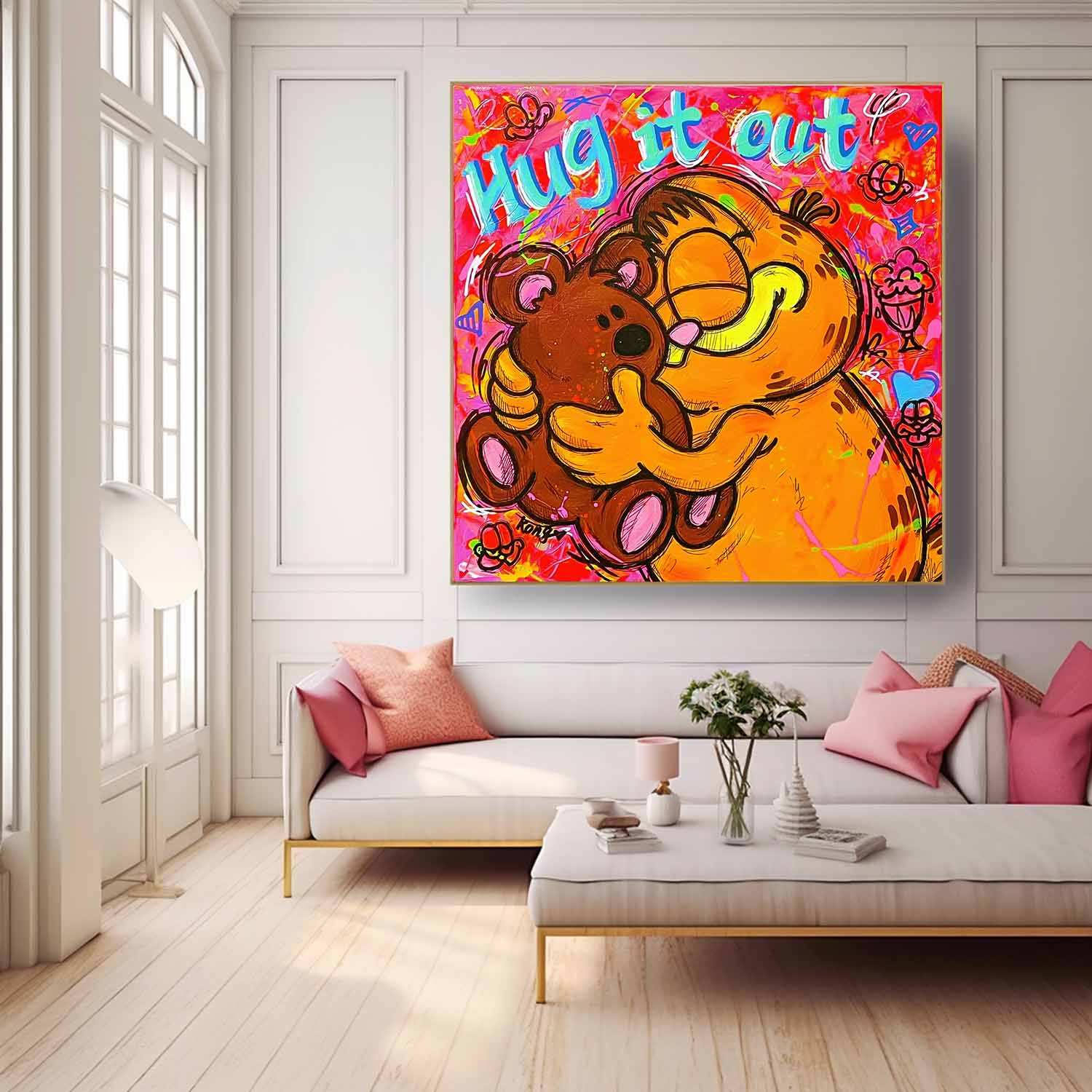 Famous Garfield Oil Painting Canvas Original Lovely Cartoon Characters Wall Art Large Animal Artwork