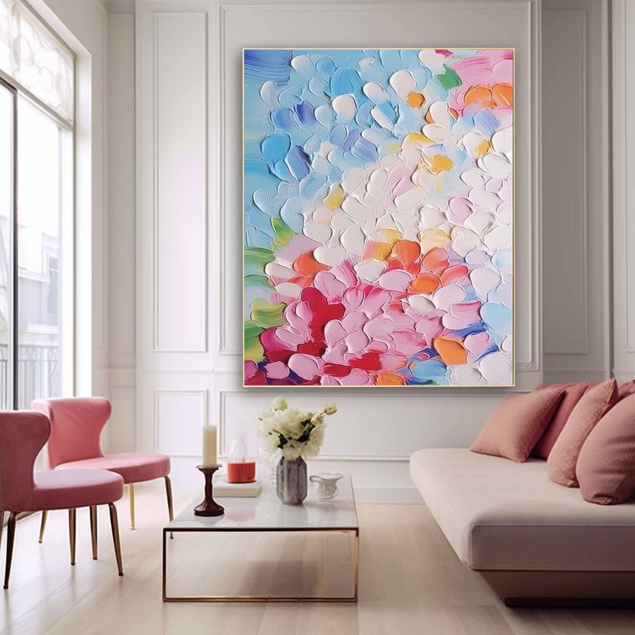 Large Modern Knife Acrylic Painting On Canvas Colorful Texture Abstract Oil Painting Original Artwork Decor