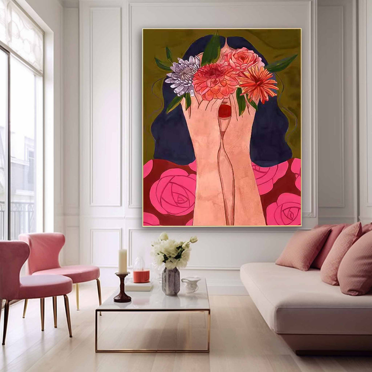 Abstract Character Image Oil Painting On Canvas Original Flower Girl Wall Art Modern Impressionism Art