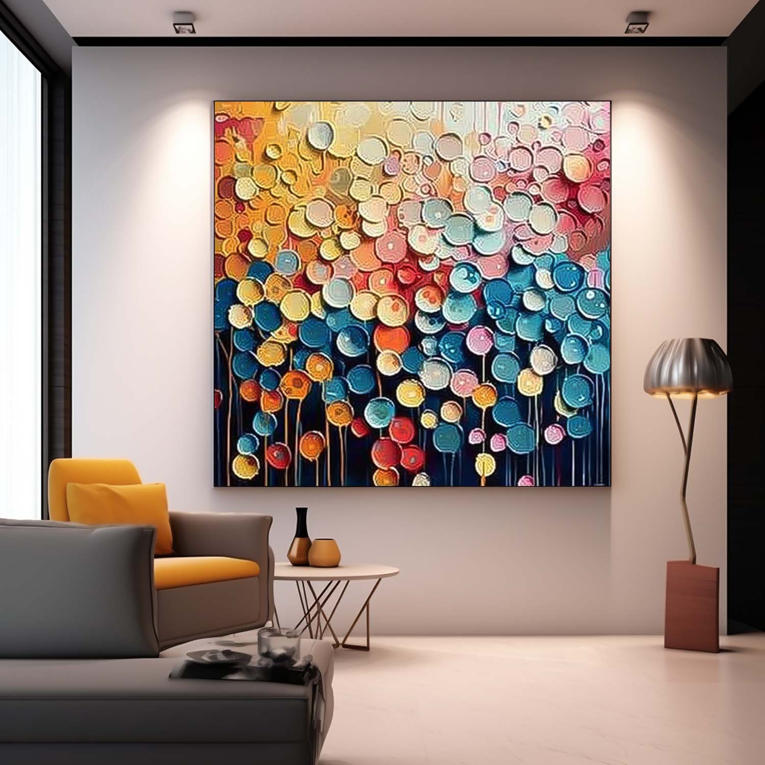 Contemporary Circle Color Block Oil Painting Square Texture Abstract Colorful Acrylic Painting On Canvas Wall Art