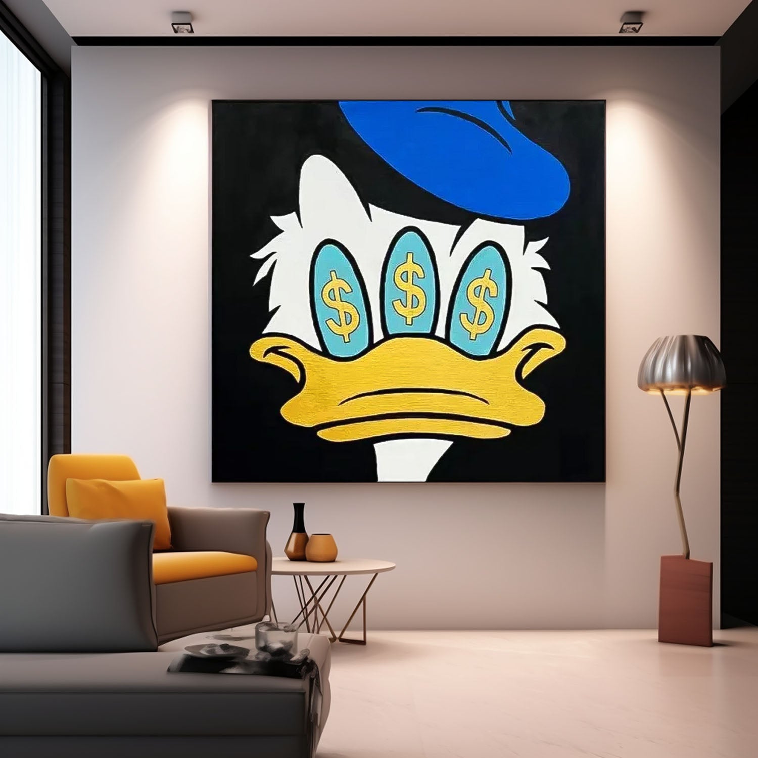 Square Donald Duck Abstract Wall Art Original Graffiti Disney Characters Painting Canvas Large Artwork