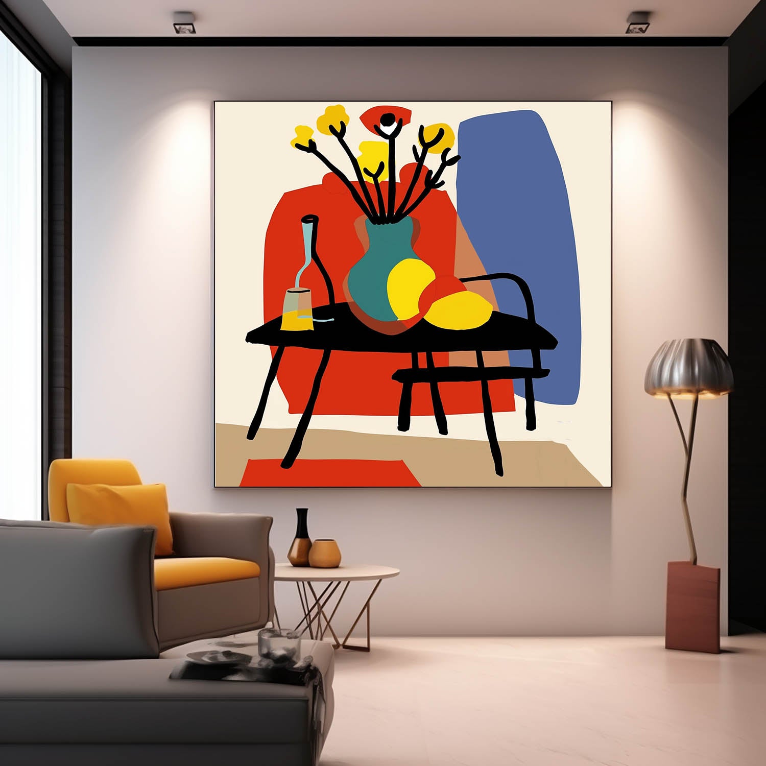 Large Realism Flowers Painting Beautiful Vase Artwork Square Contemporary Bright Paintings Wall Art