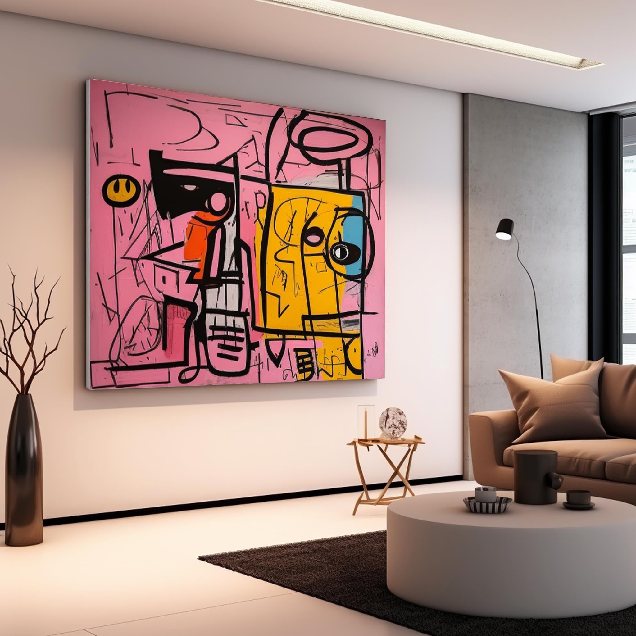 Large interesting Abstract Oil Painting Original Graffiti Wall Art Vibrant Pink Buy Abstract Paintings Online For Living Room