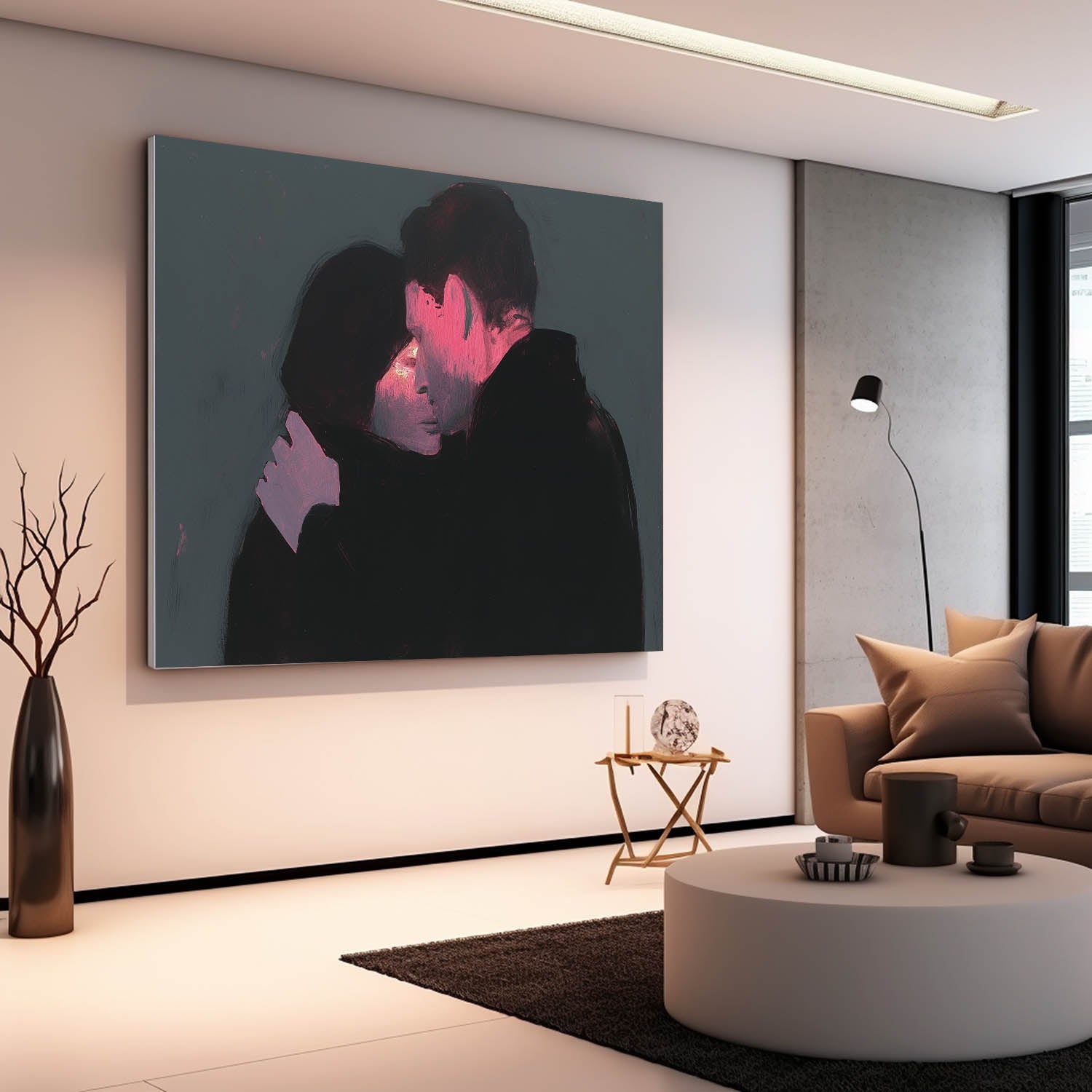 Large Man And Woman Wall Art High Quality Warm Color Abstract Figure Oil Paintin Original Artwork Home Decor