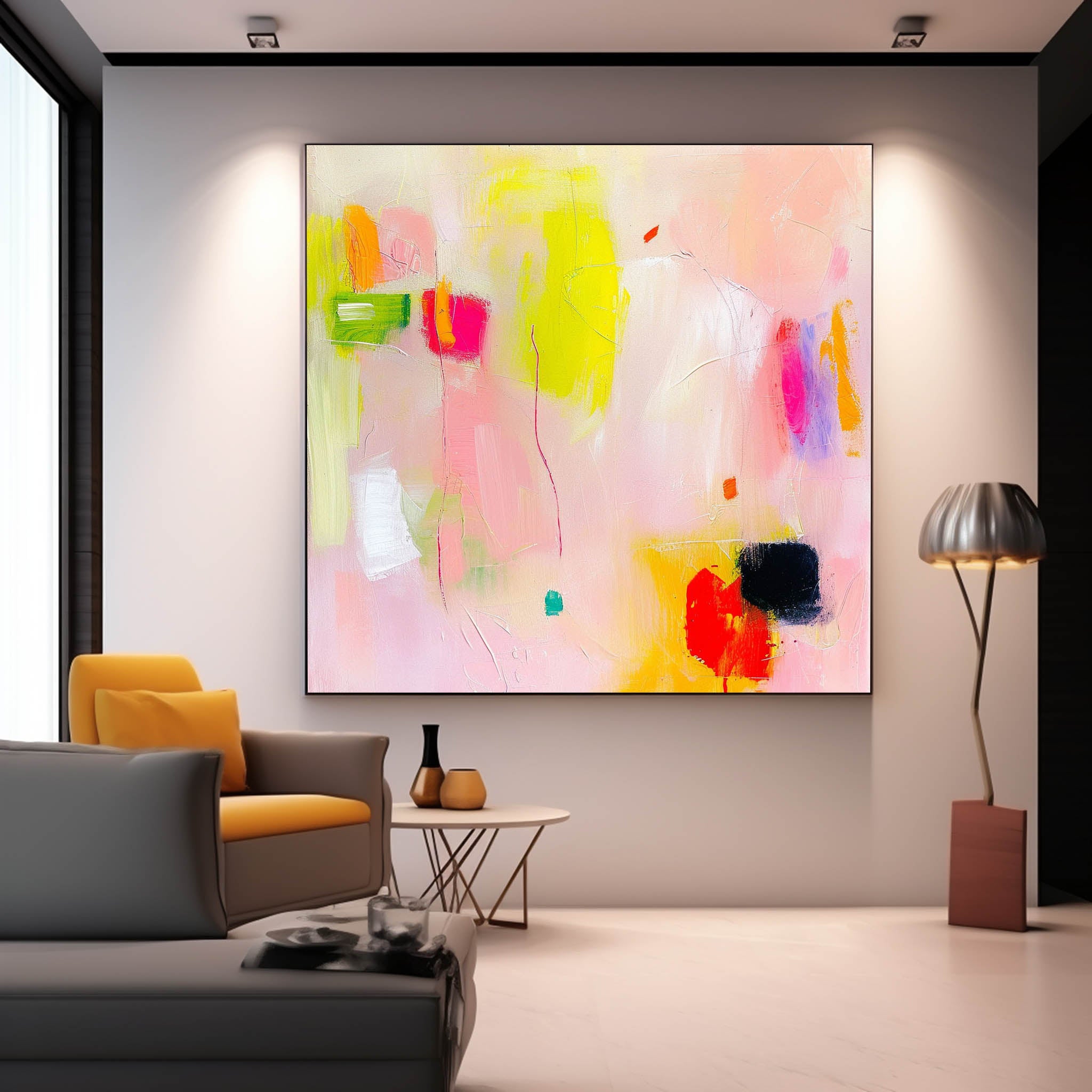 Tiny Canvas Painting Original Wall Art Contemporary New Vibrant Pink Abstract Painting Home Decor