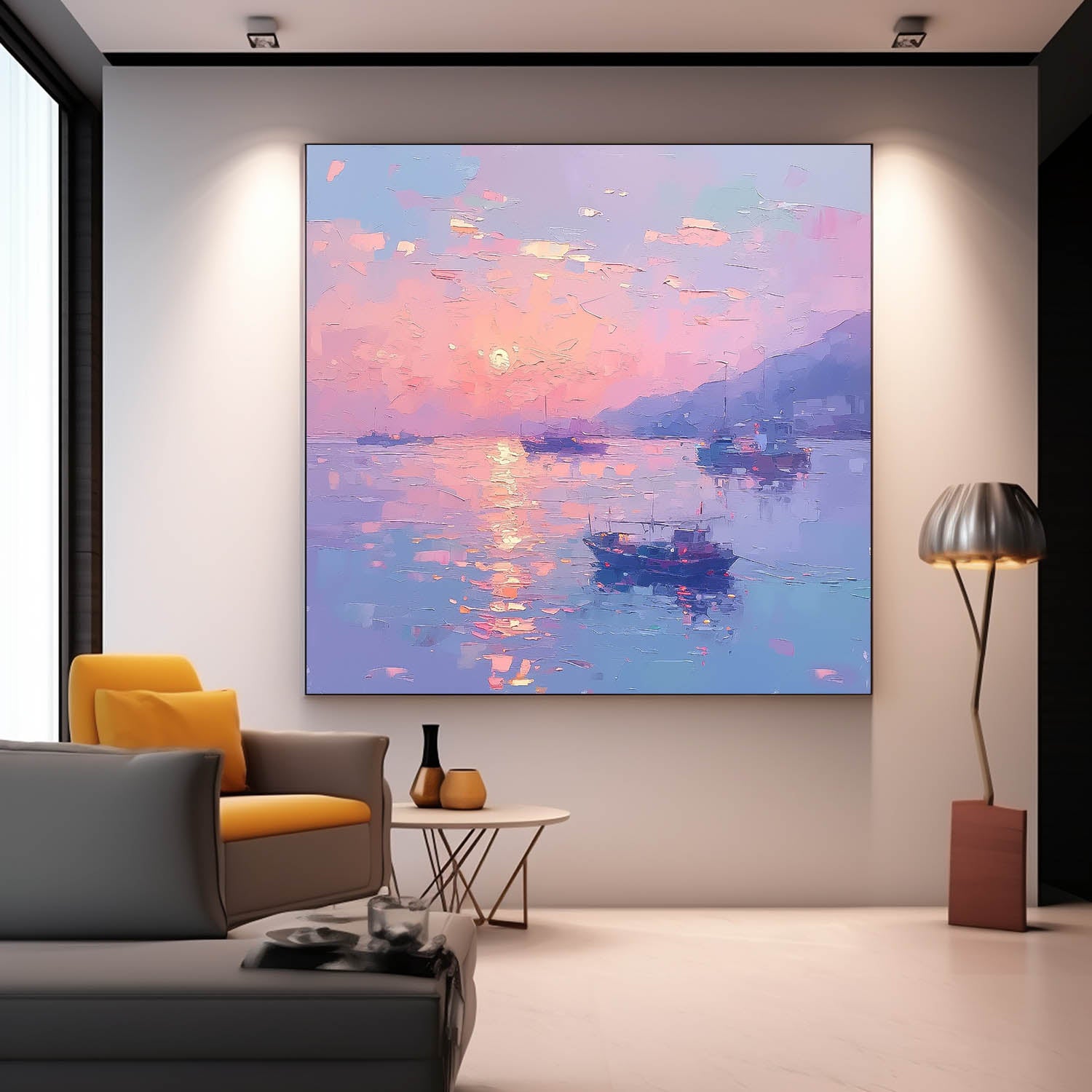 Large Sunset At Sea Wall Art Modern Highest Quality Oil Painting Abstract Texture Acrylic Painting For Living room
