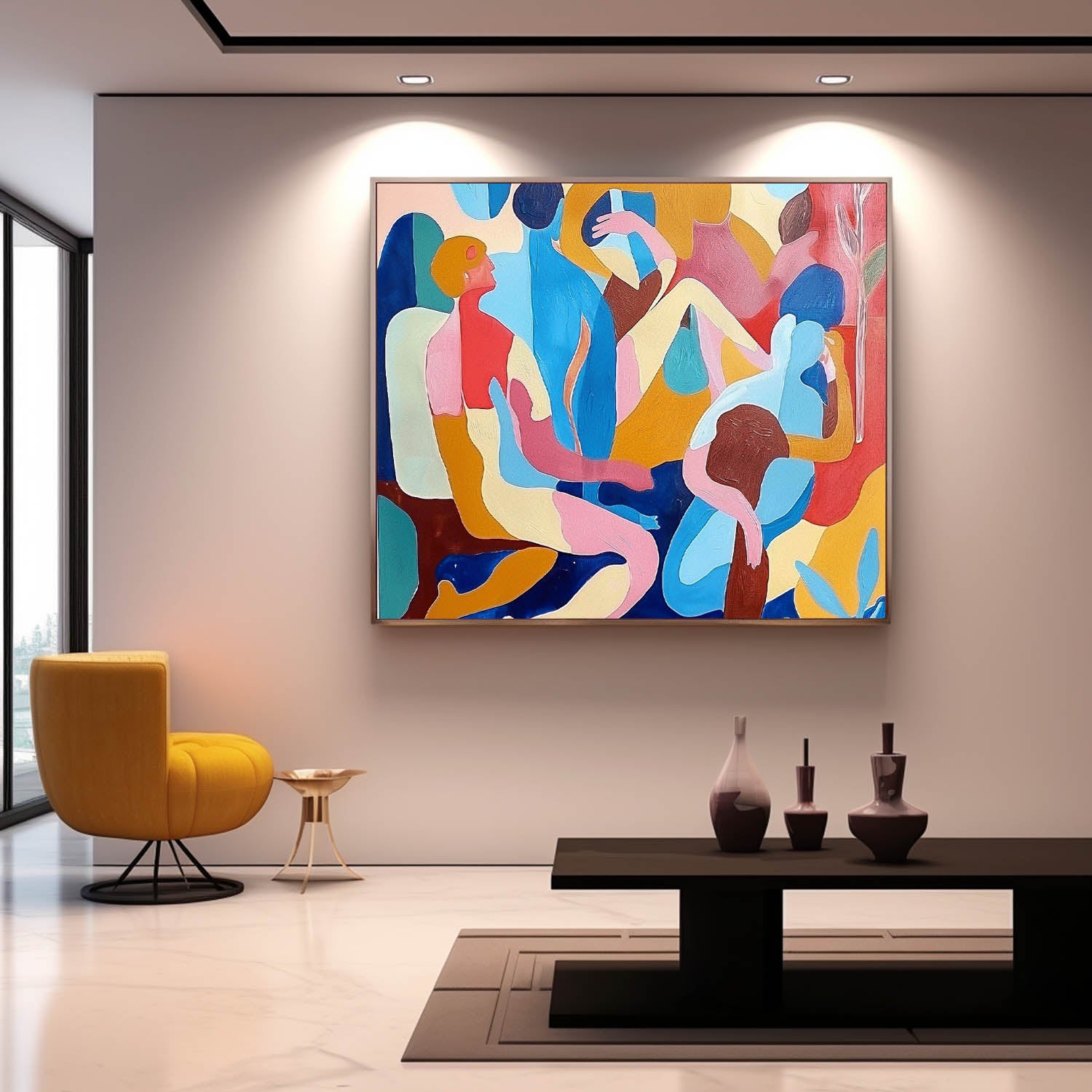 Abstract Portraiture Expressive Characters Artwork Artistic Faces Painting Bold Cubist-Inspired Modern Art Painting Home Decor