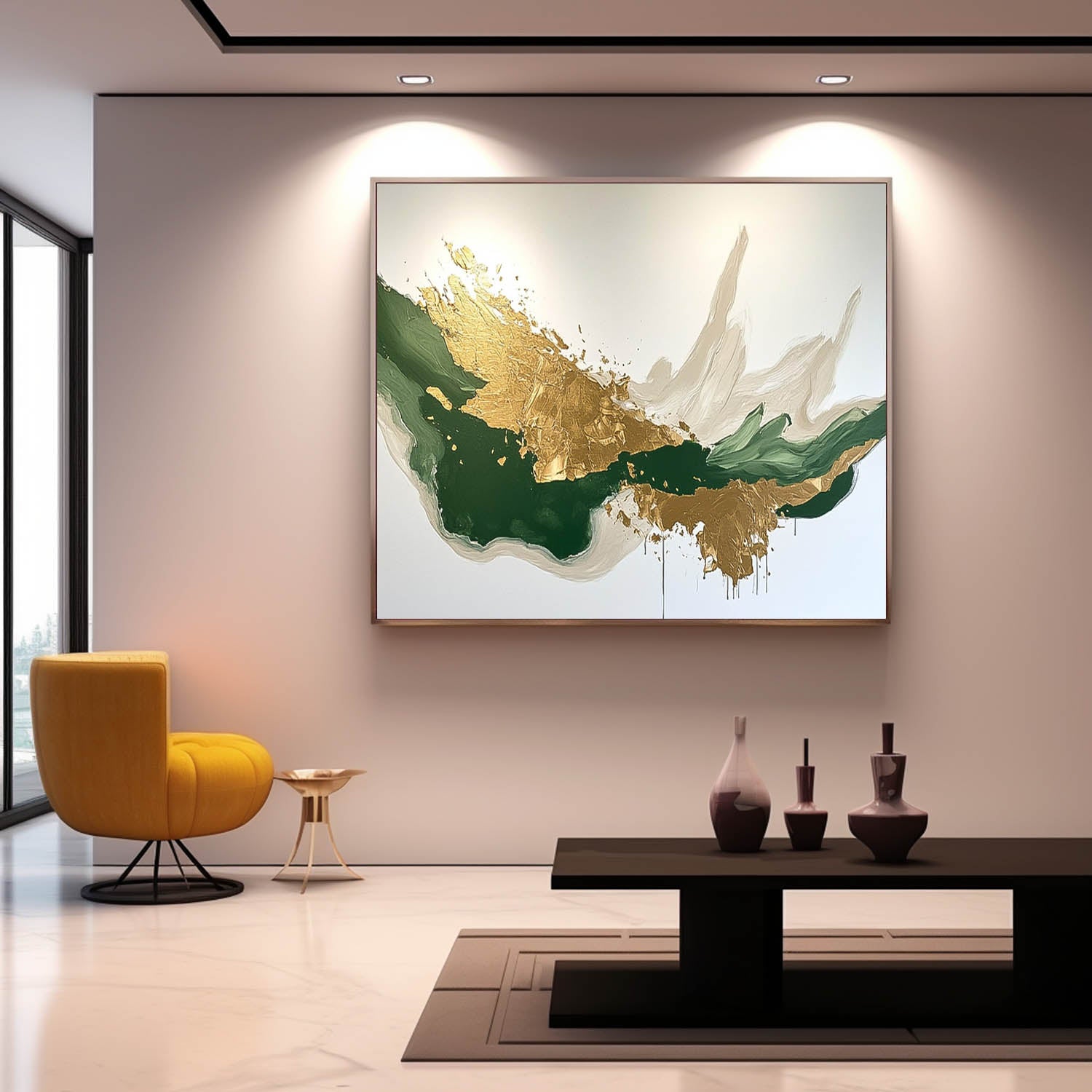 Green Large Original Abstract Gold Wall Art Abstract Paintings Online Contemporary Artwork For Living Room