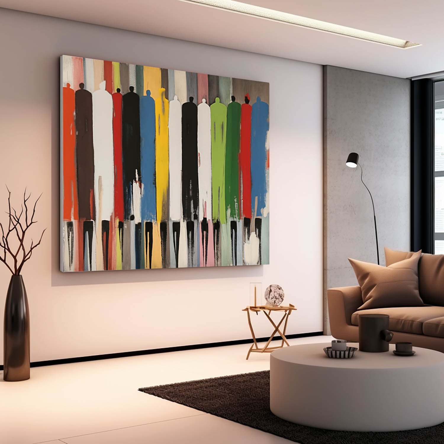 Abstract Figure Oil Painting Large Color Human Silhouette Wall Art Original Human Artwork For Living Room