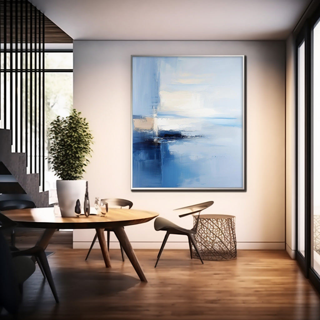 Cheap Blue Abstract Wall Art Large Contemporary Abstract Landscape Acrylic Painting On Canvas