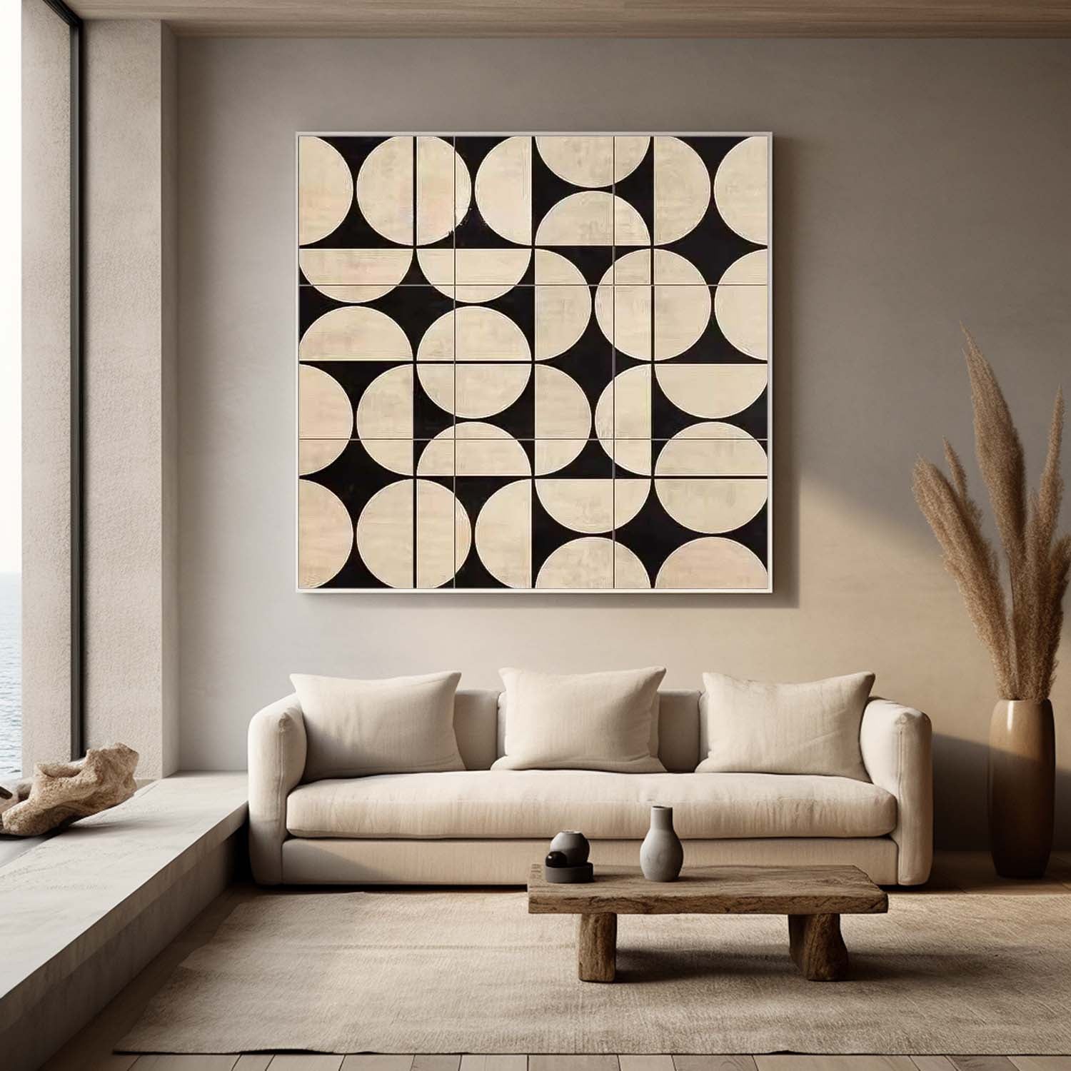Geometry Modern Minimalist Canvas Acrylic Painting Large Regular Semicircle Abstract Wall Art Home Decor