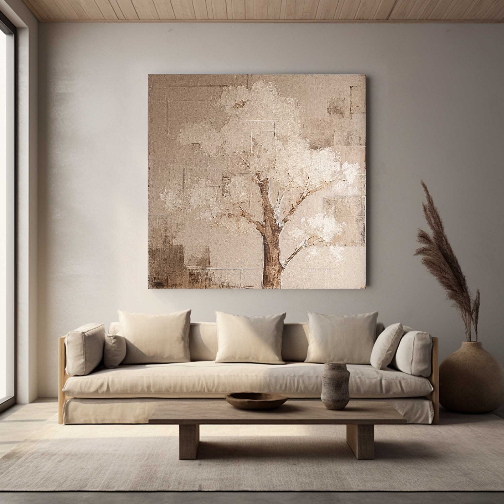 Abstract Tree Wall Art Original Cute Vintage Oil Painting On Canvas Square Acrylic Painting Home Decor