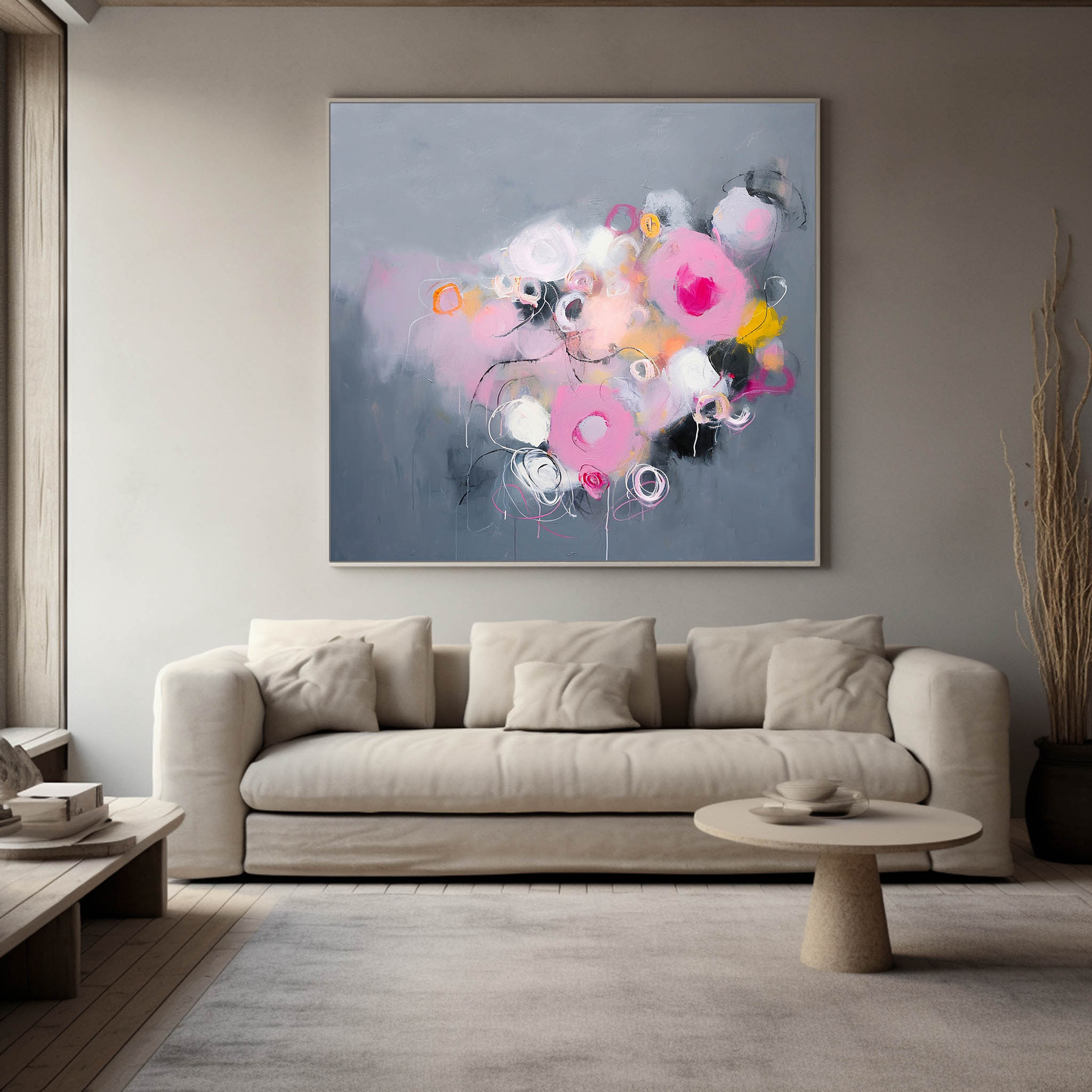 Square Abstract Texture Oil Painting Grey Large Acrylic Painting On Canvas Original Modern Wall Art For Living Room
