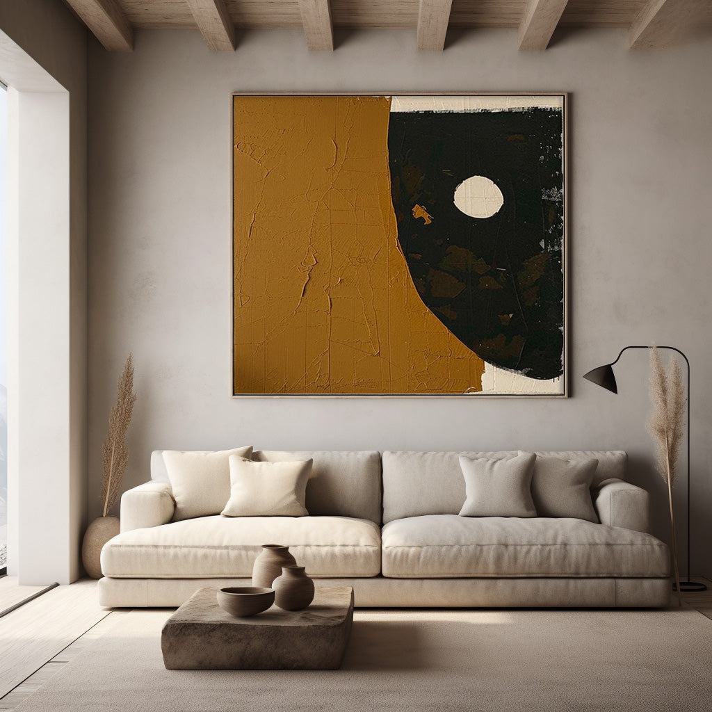 Brown Modern Minimalist Canvas Painting Acrylic Large High Quality Abstract Wall Art Framed Wall Decor
