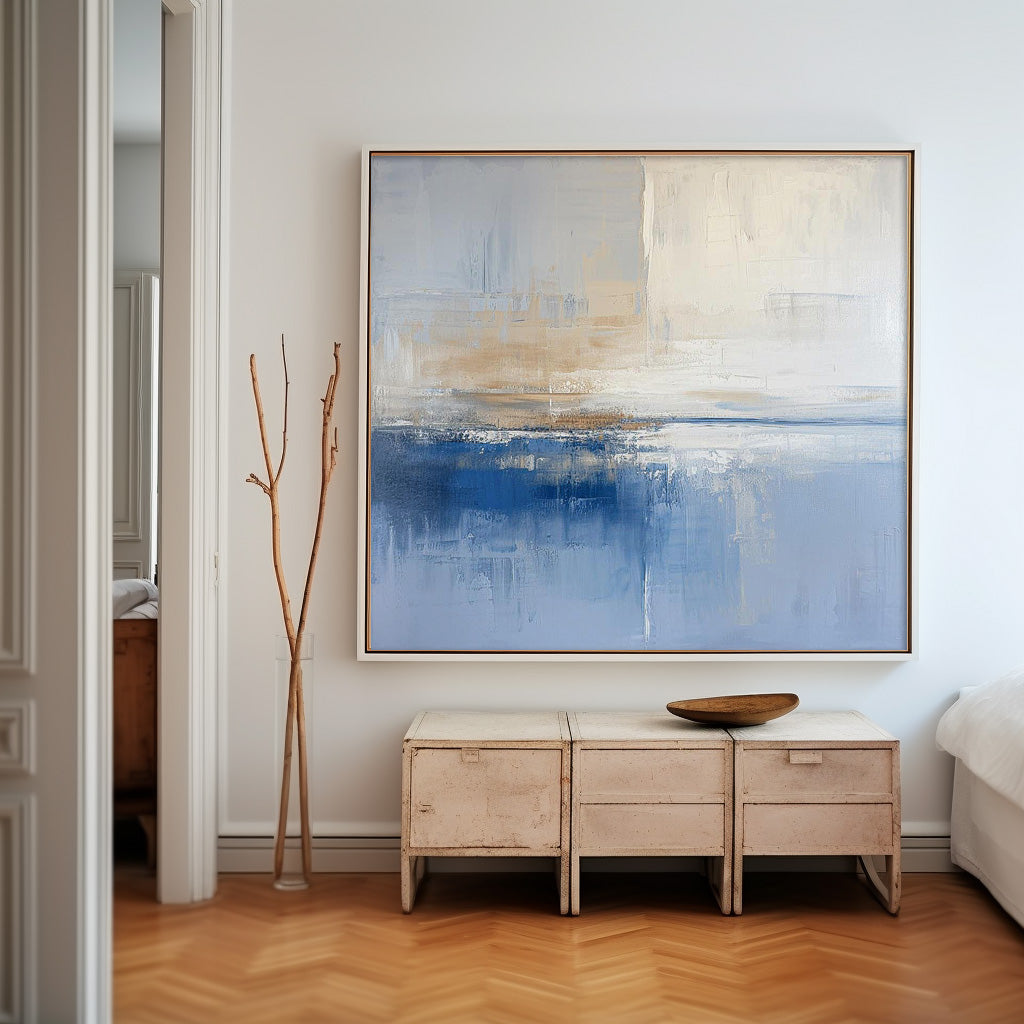 Original Abstract Art For Sale Warm Blue Abstract Painting Canvas Contemporary New Painting Home Decor