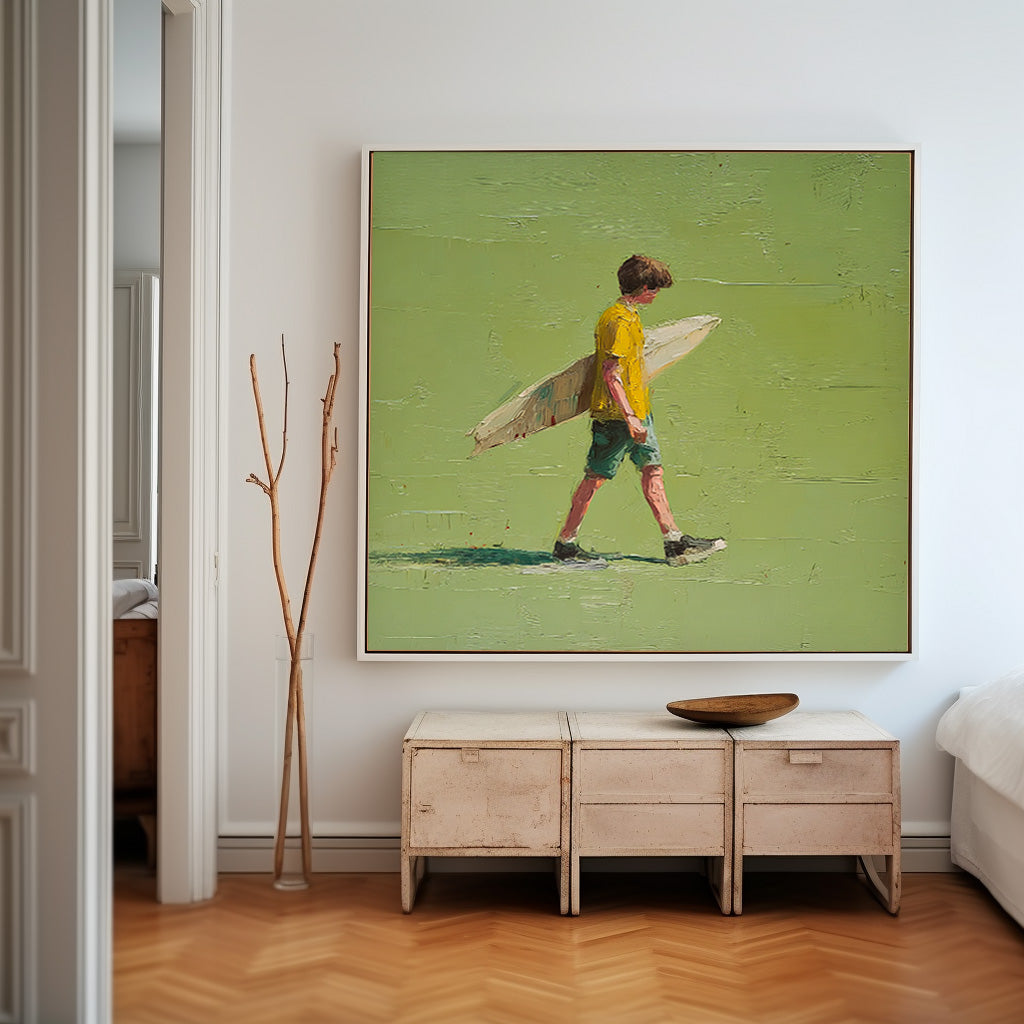 Minimalist Energetic Teenager Painting Abstract Vitality And Freshness Atmosphere Green Wall Art