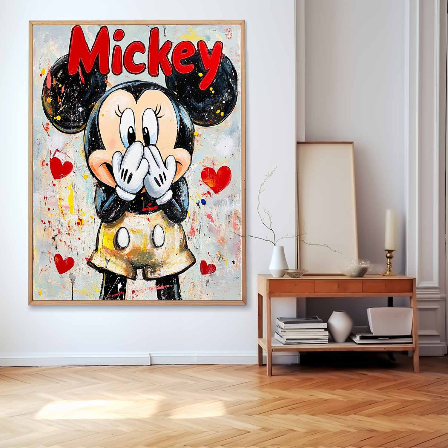 Colorful Cute Cartoon Characters Abstract Artwork Original Mickey Wall Art Large Figure Painting Gift