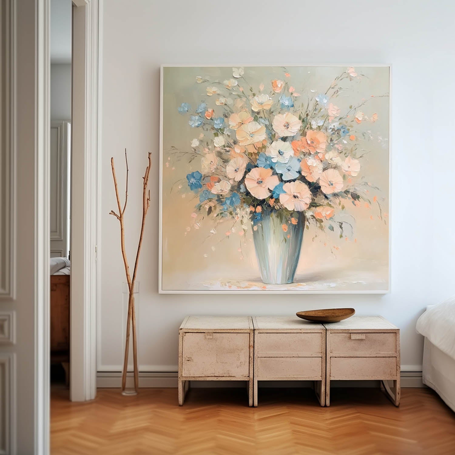 Original Exquisite Vase Art Large Textured Flower Painting Contemporary Blossom Wall Art For Living Room
