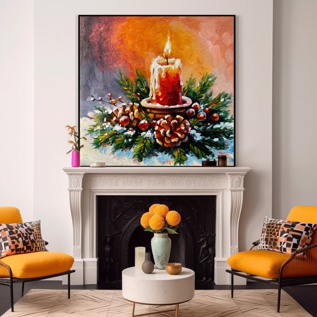 Square Large Acorn Candle Texture Abstract Wall Art Modern Abstract Oil Painting Christmas Decorations