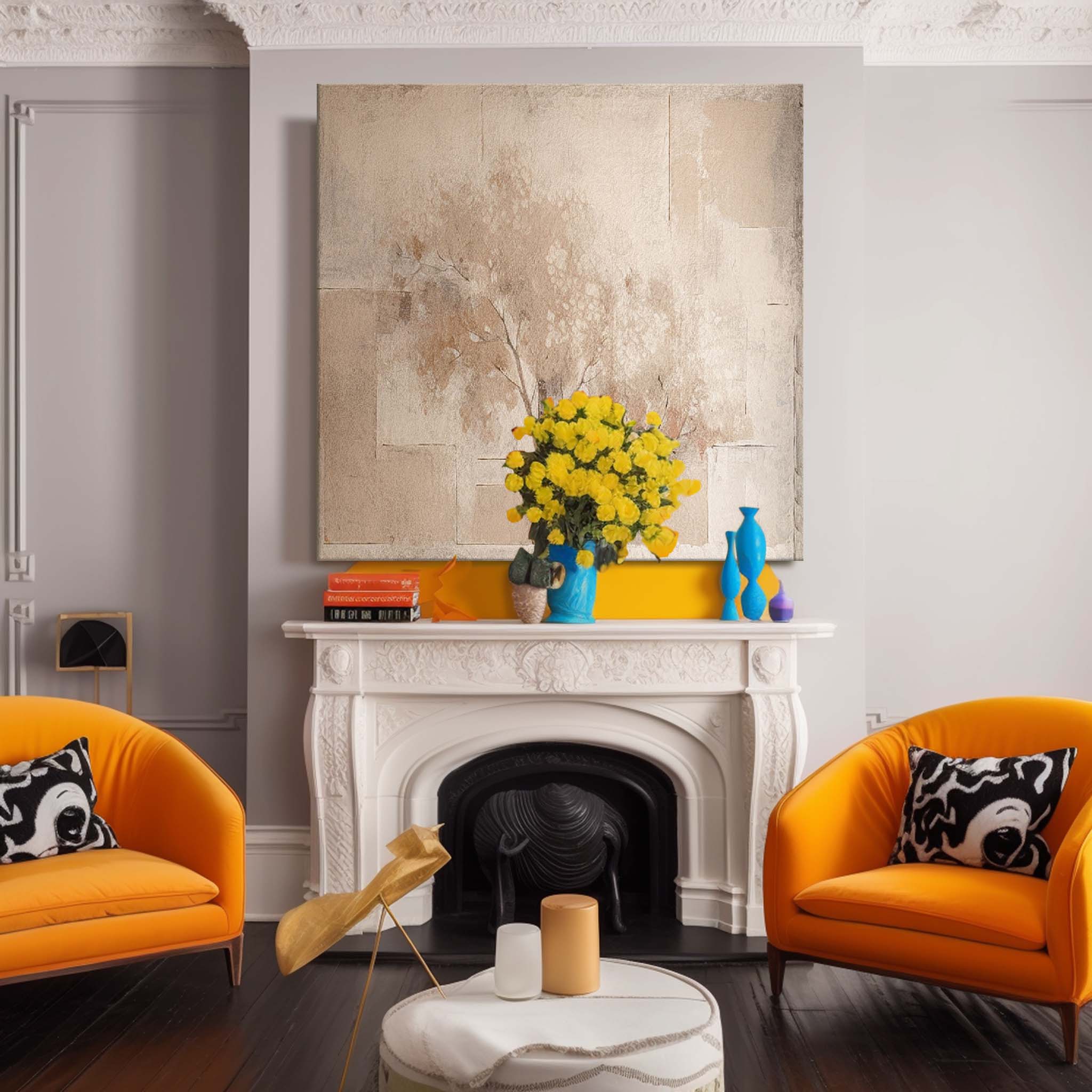 Square Acrylic Painting Abstract Tree Wall Art Original Cute Vintage Oil Painting On Canvas Home Decor