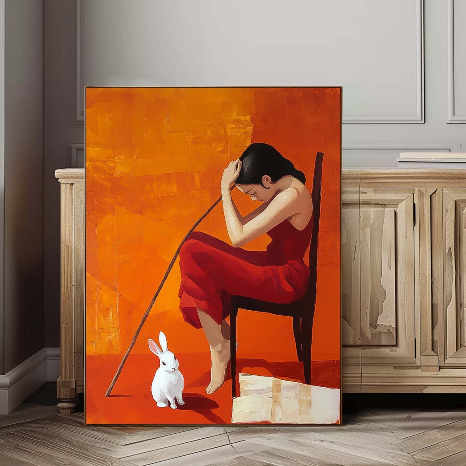 Portrait Modern Artwork Abstract Profile Oil Painting On Canvas Vibrant Color Original Texture Girl Wall Art