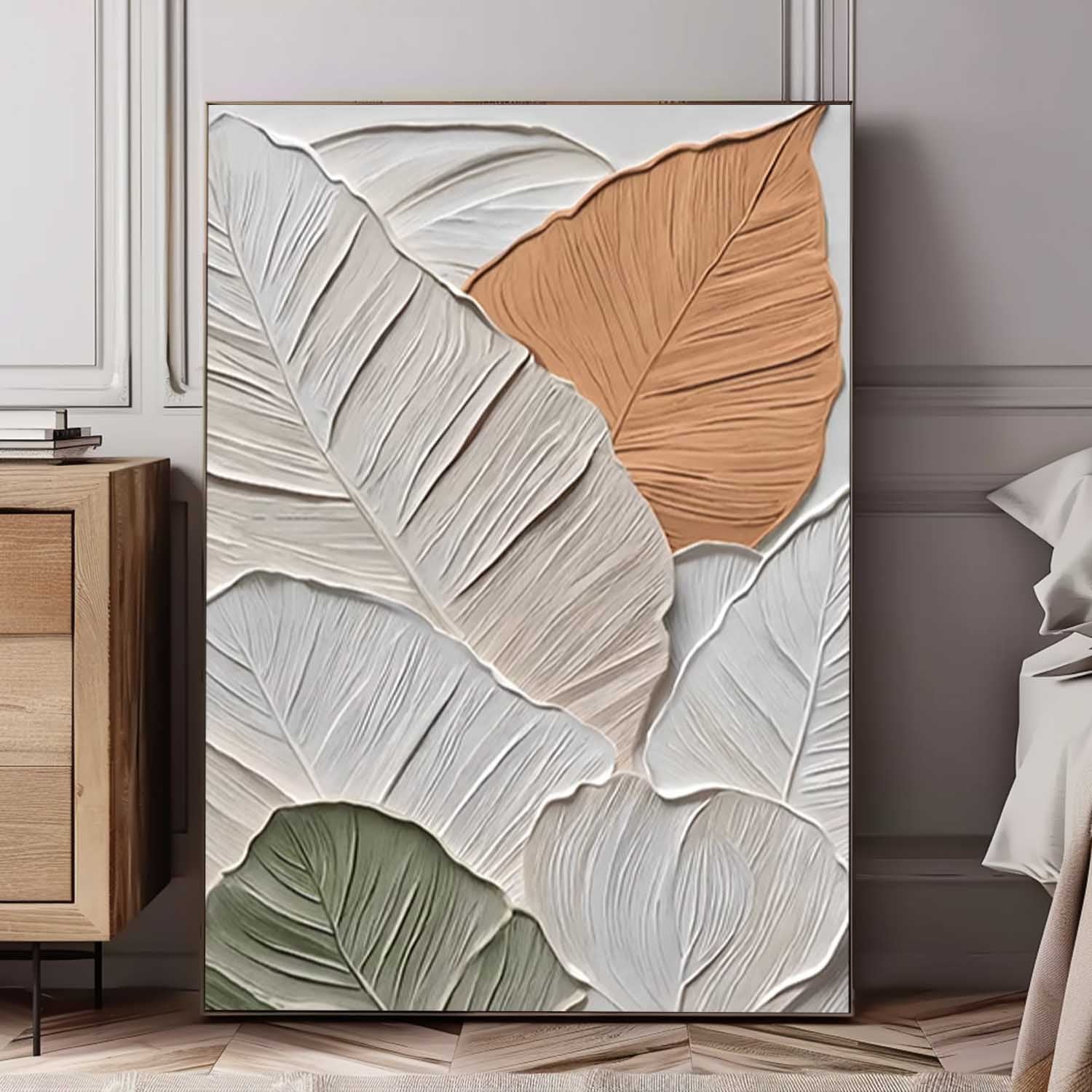 3D Leaf Painting Acrylic Textured Foliage Art Impressionist Plant Paintings For Living Roomleaf