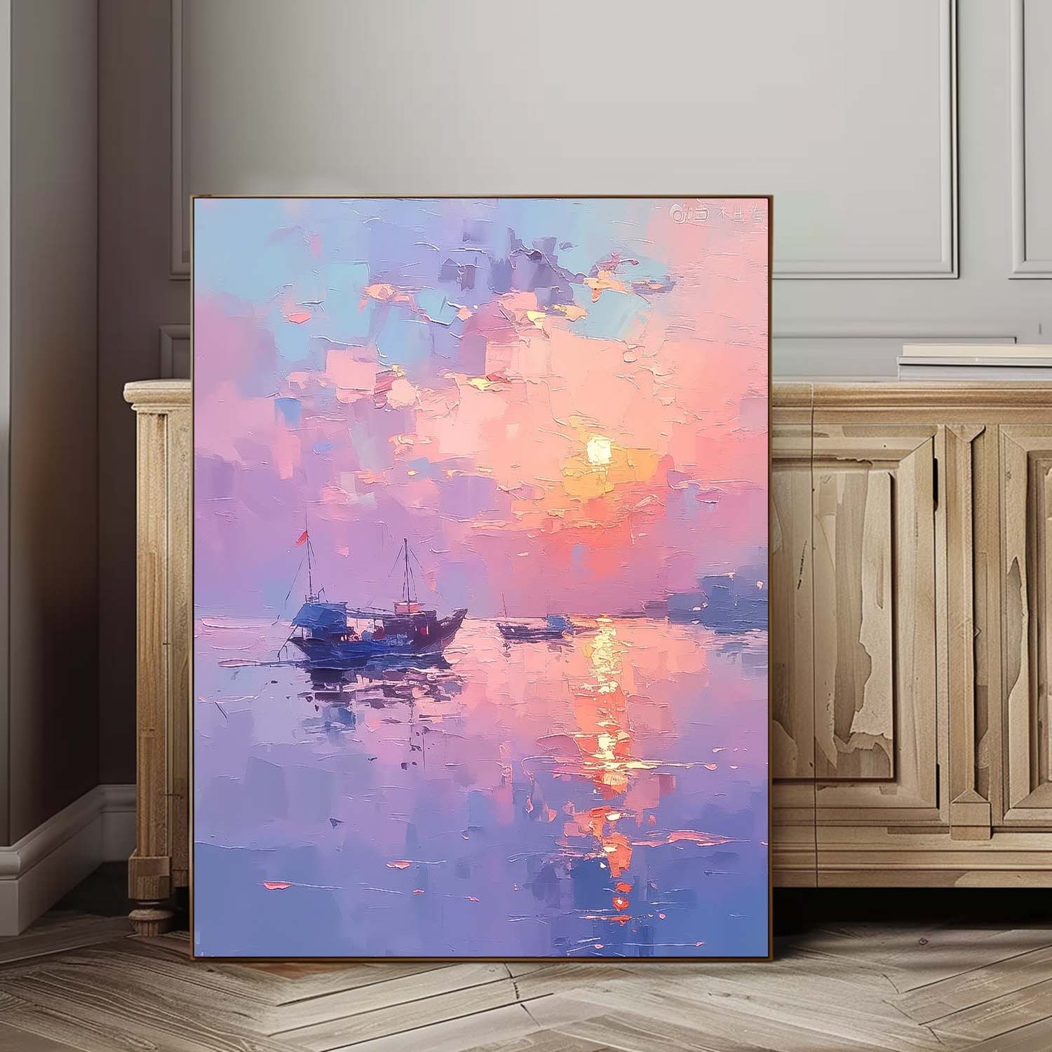 Abstract Sunset Scenery Wall Art Acrylic Painting Large Dreamy Colors Landscape Oil Painting On Canvas Home Decor