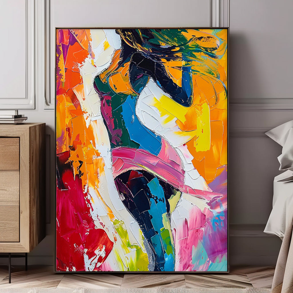 Original Texture Sexy Girl Wall Art Abstract Colorful Body Oil Painting On Canvas Modern Artwork