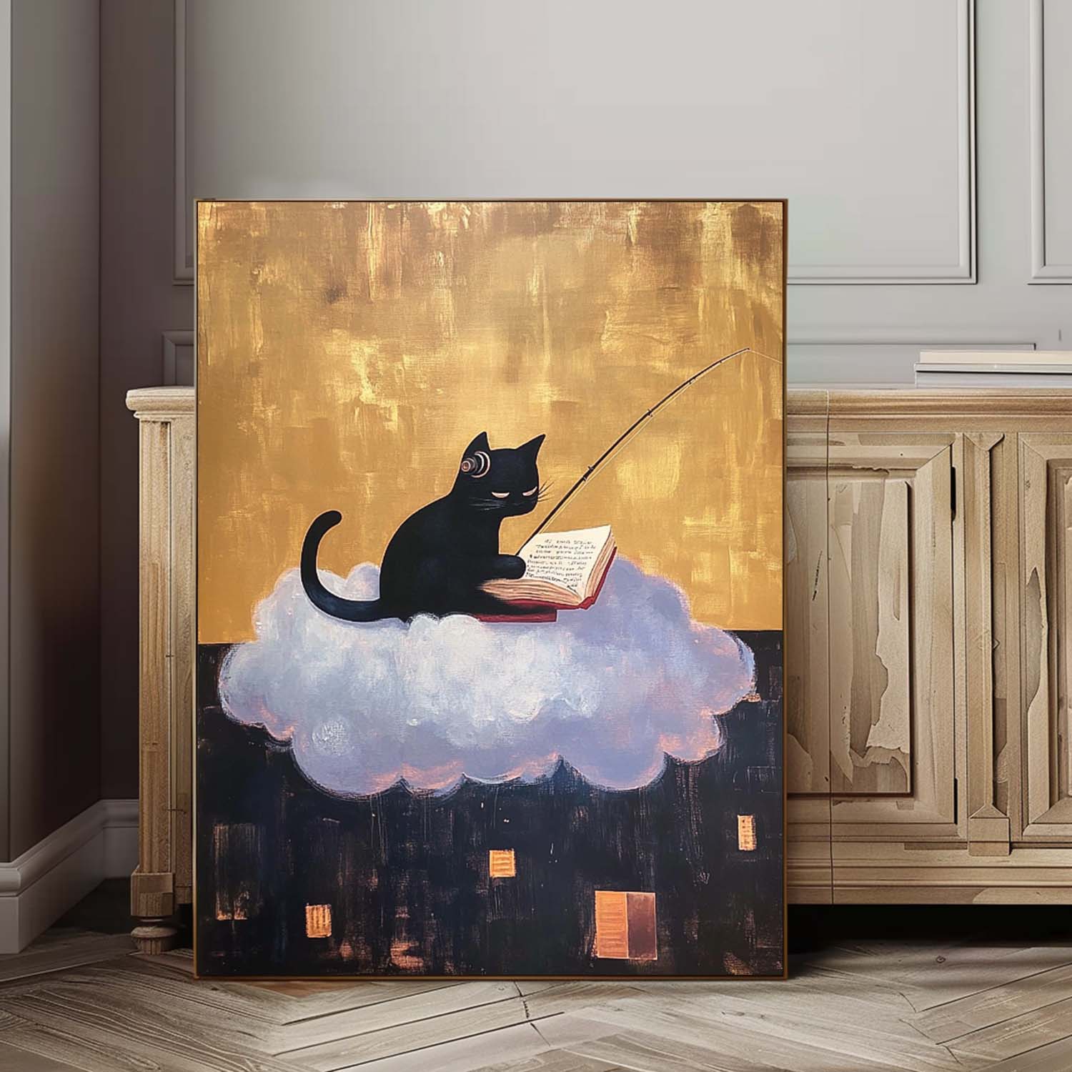 Personification Acrylic Painting Modern Cute Kitten Texture Animal Oil Painting Abstract Wall Art Decor
