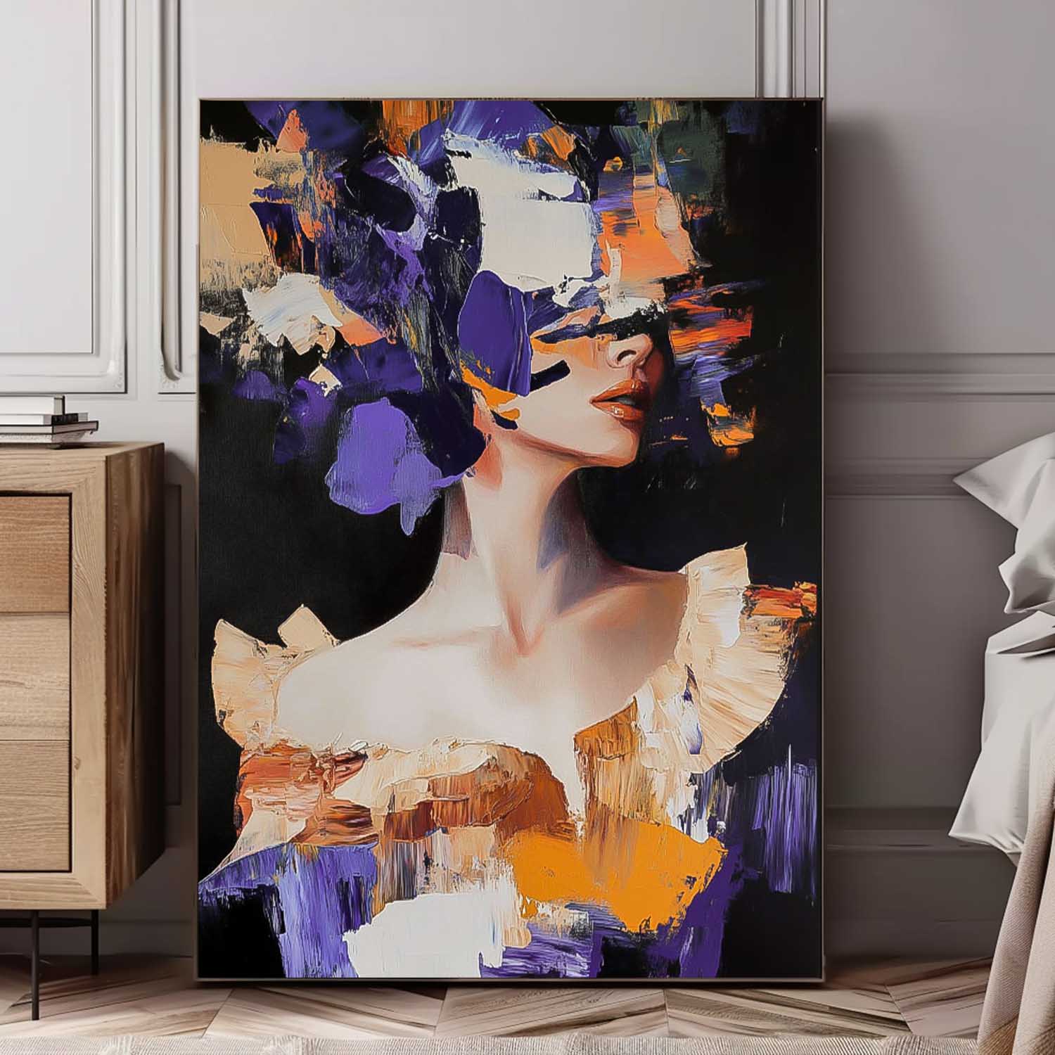 Original Texture Noble Lady Wall Art Coloful Woman Contemporary Artwork Abstract Female Oil Painting On Canvas
