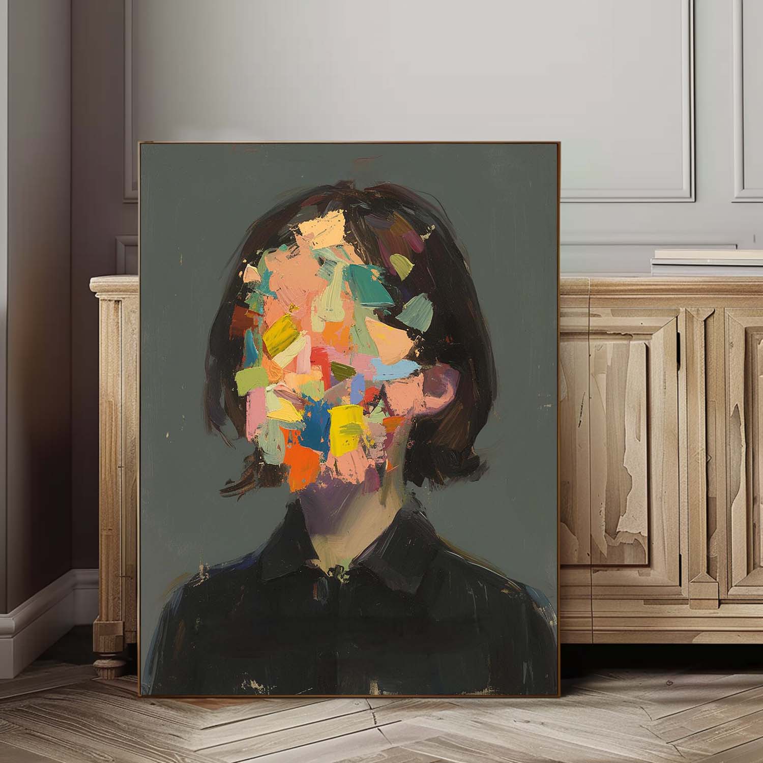 Abstract Colorful Faceless Artwork Large Portrait Painting Original Lady Wall Art For Living Room