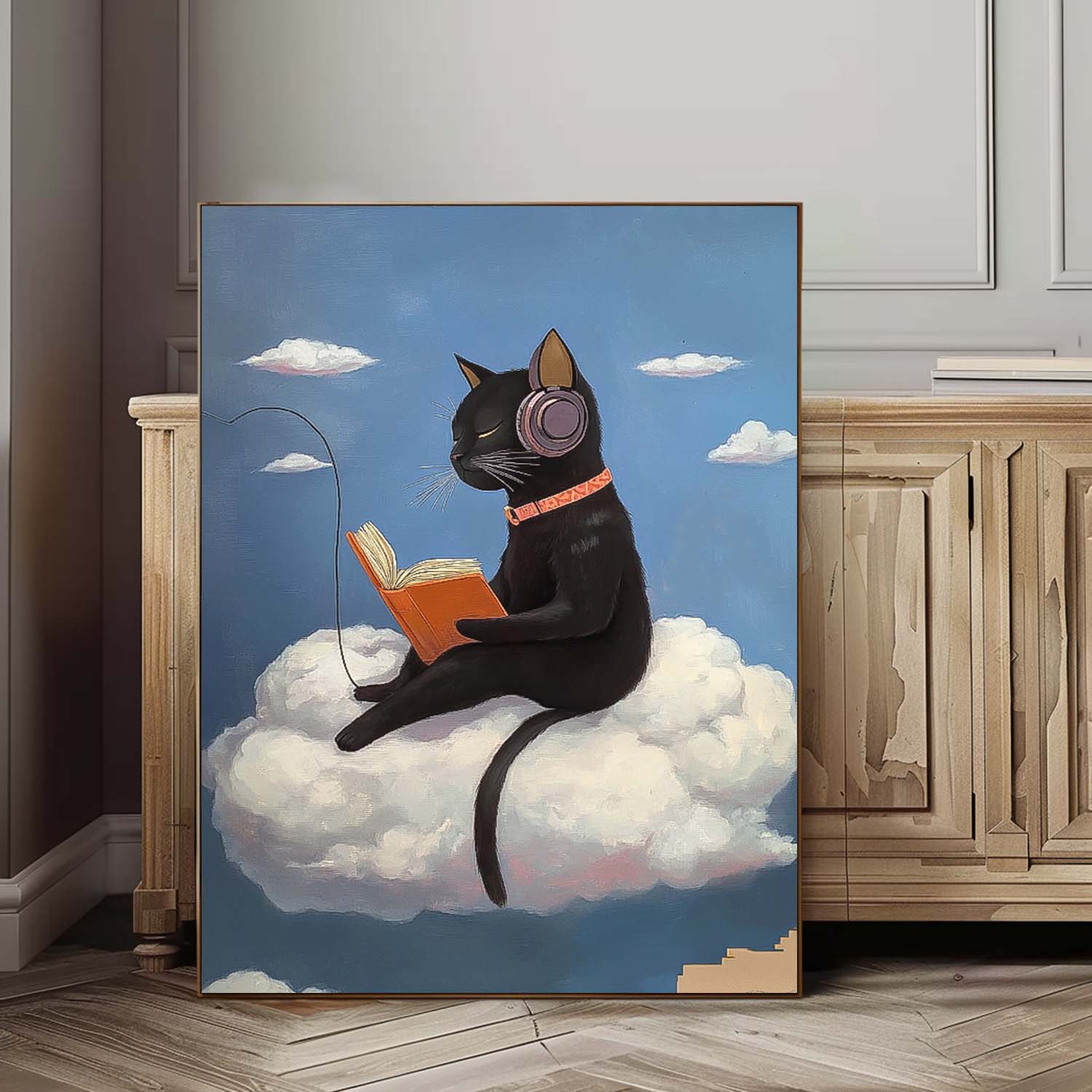 Cute Kitten Texture Animal Oil Painting Personification Acrylic Painting Modern Abstract Wall Art Decor